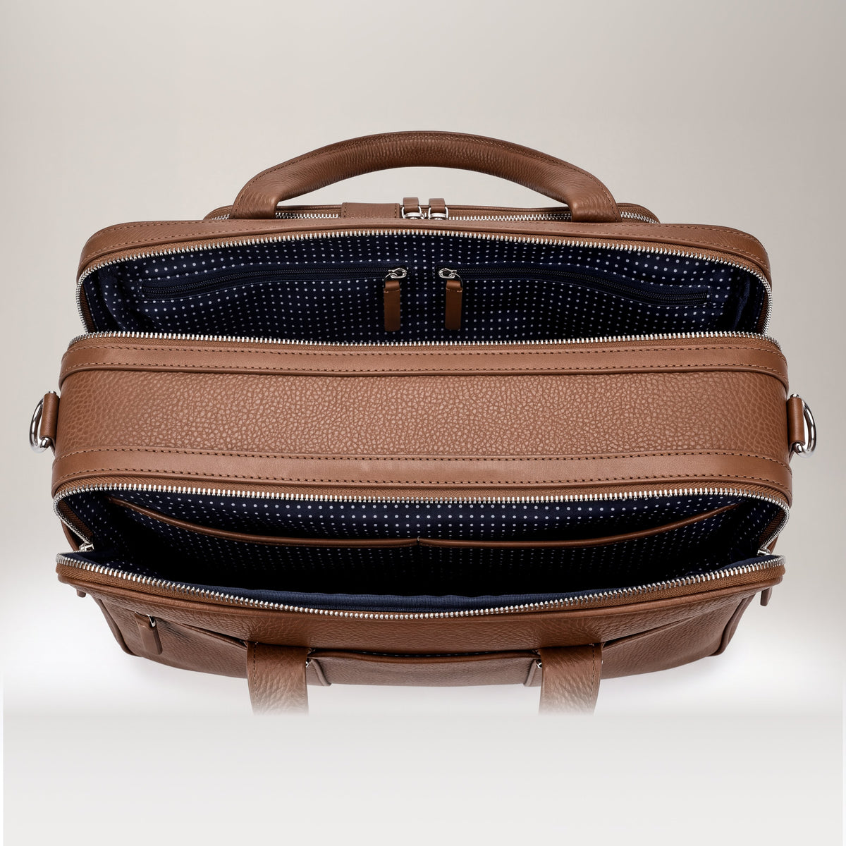 Leather laptop briefcase| #color_Sand