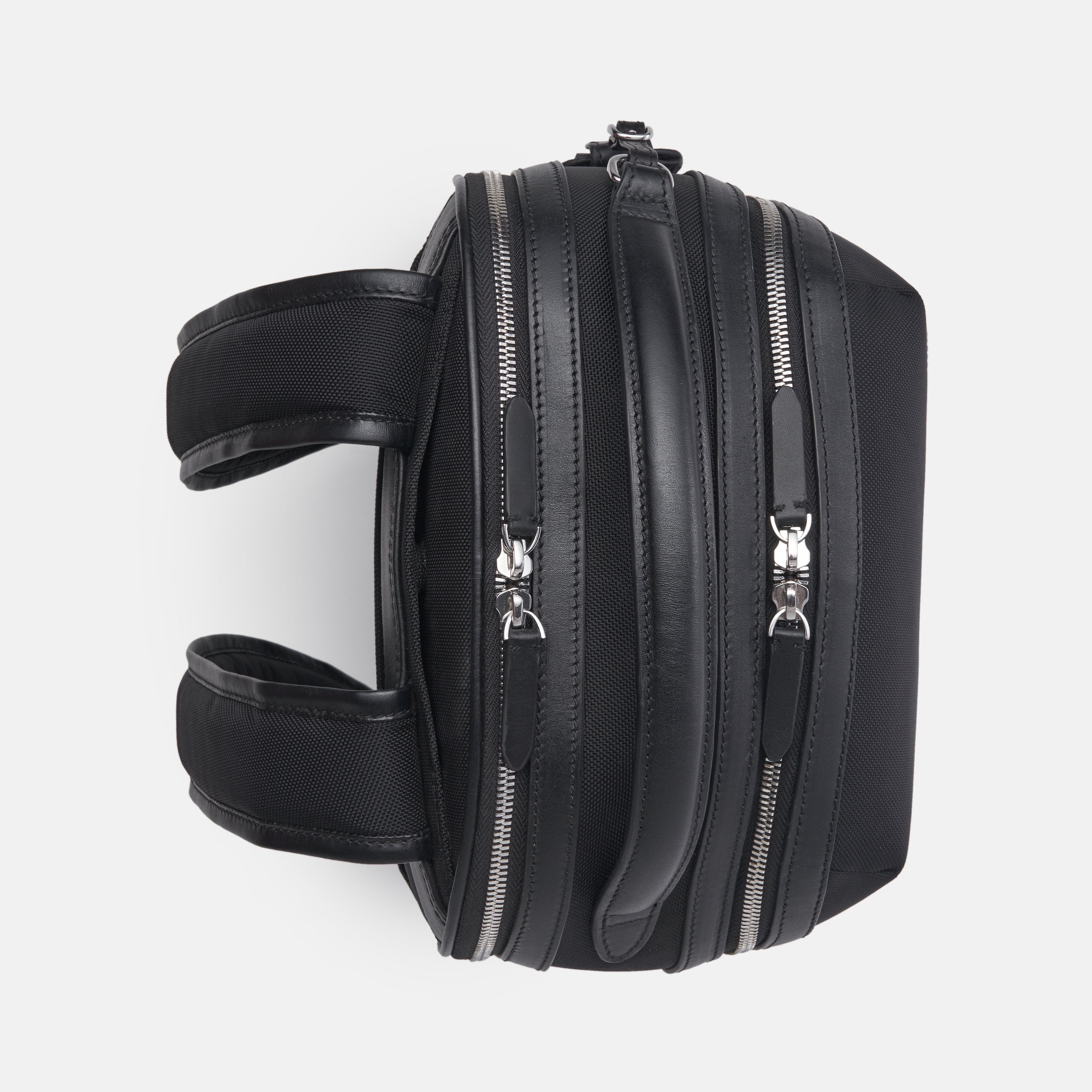 Leather travel backpack| #color_Black Nylon