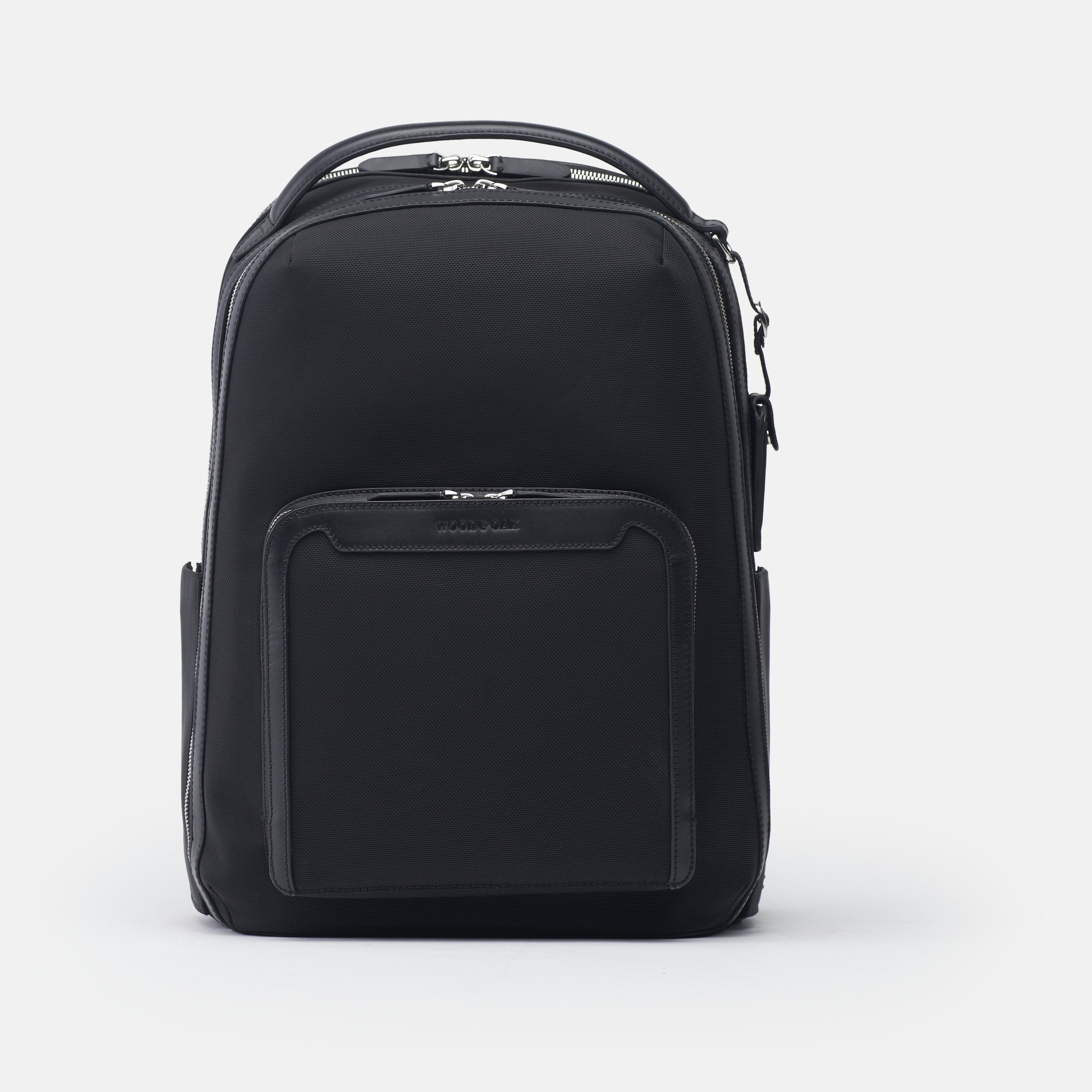 Leather travel backpack| #color_Black Nylon