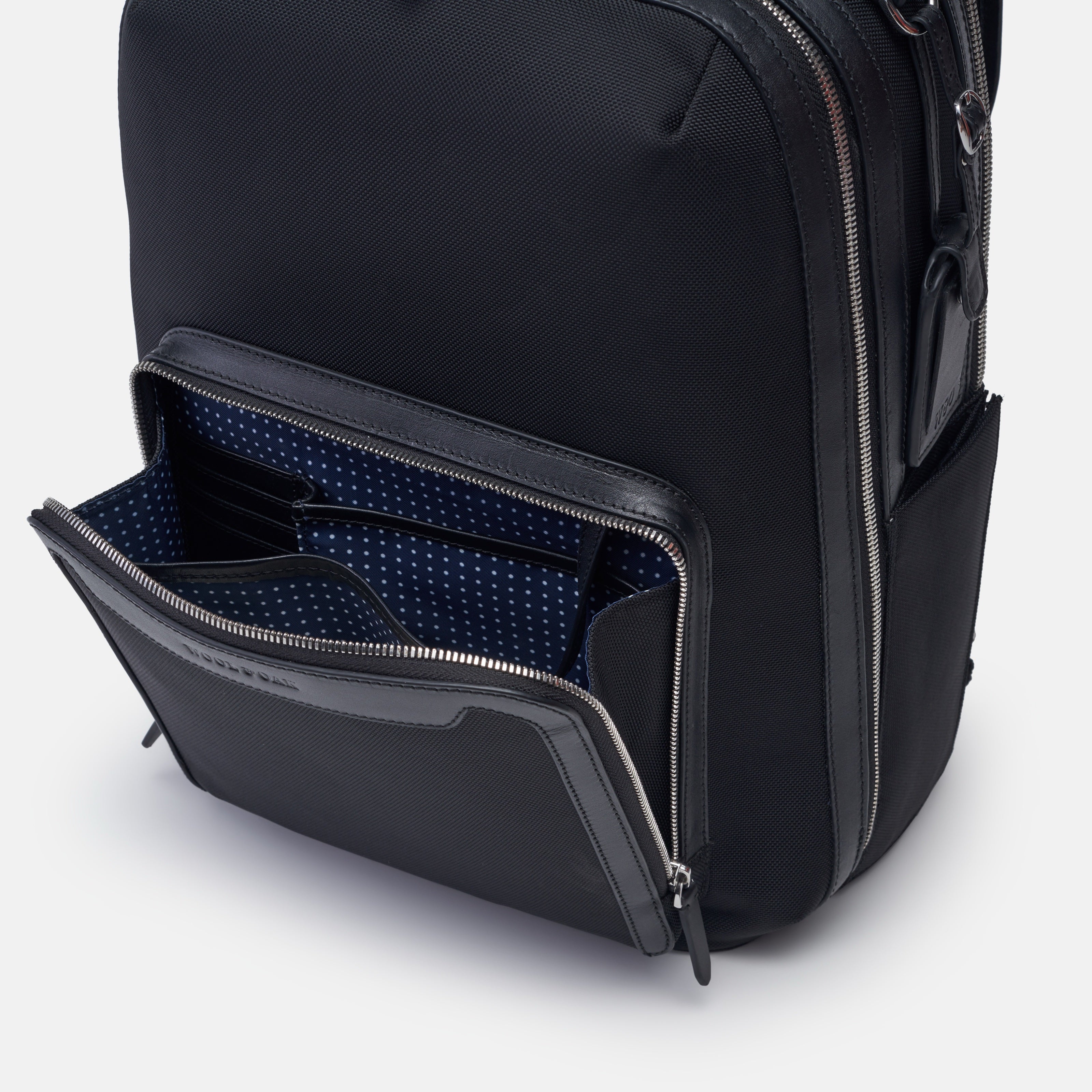 Leather travel backpack| #color_Black Nylon