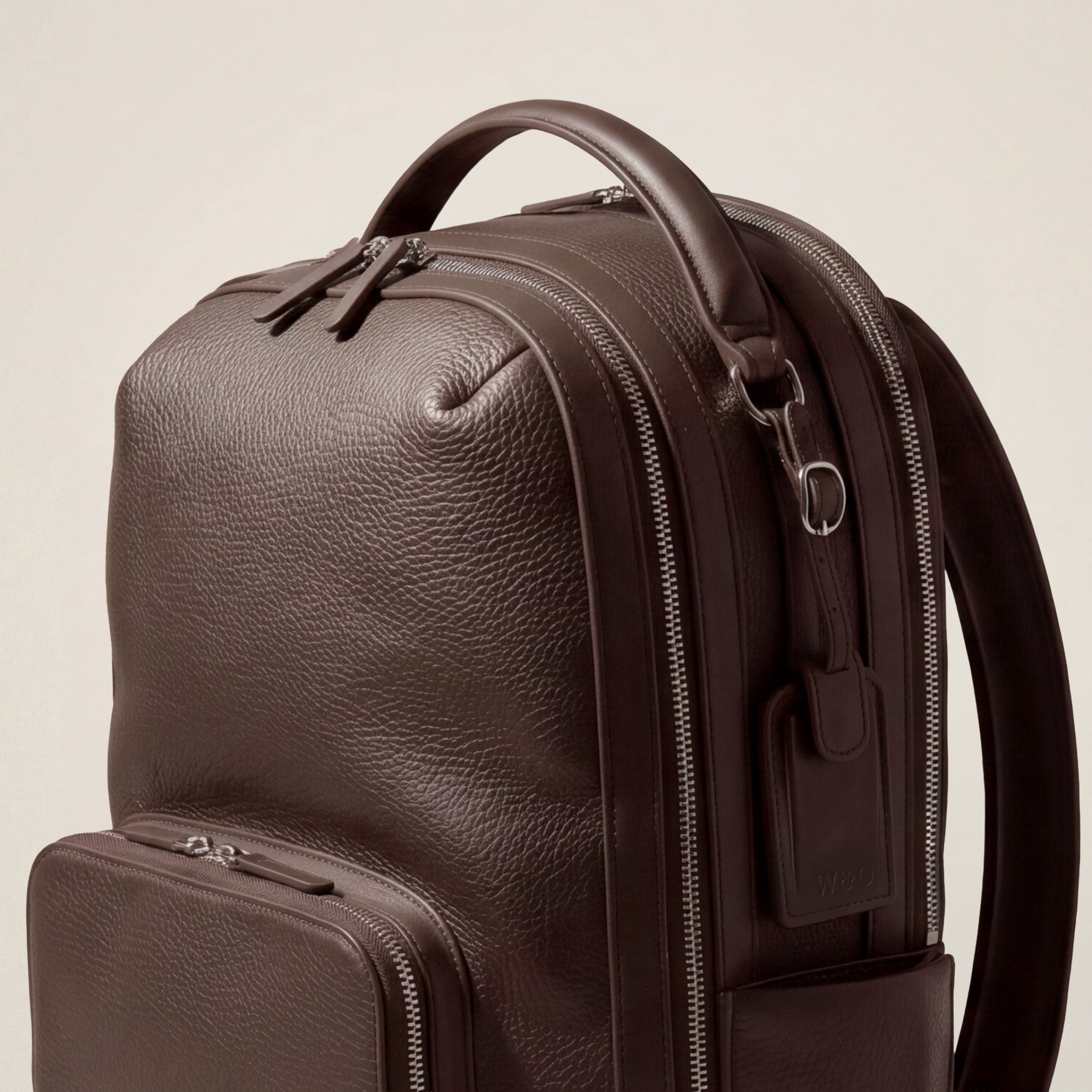 Leather travel backpack| #color_Chocolate