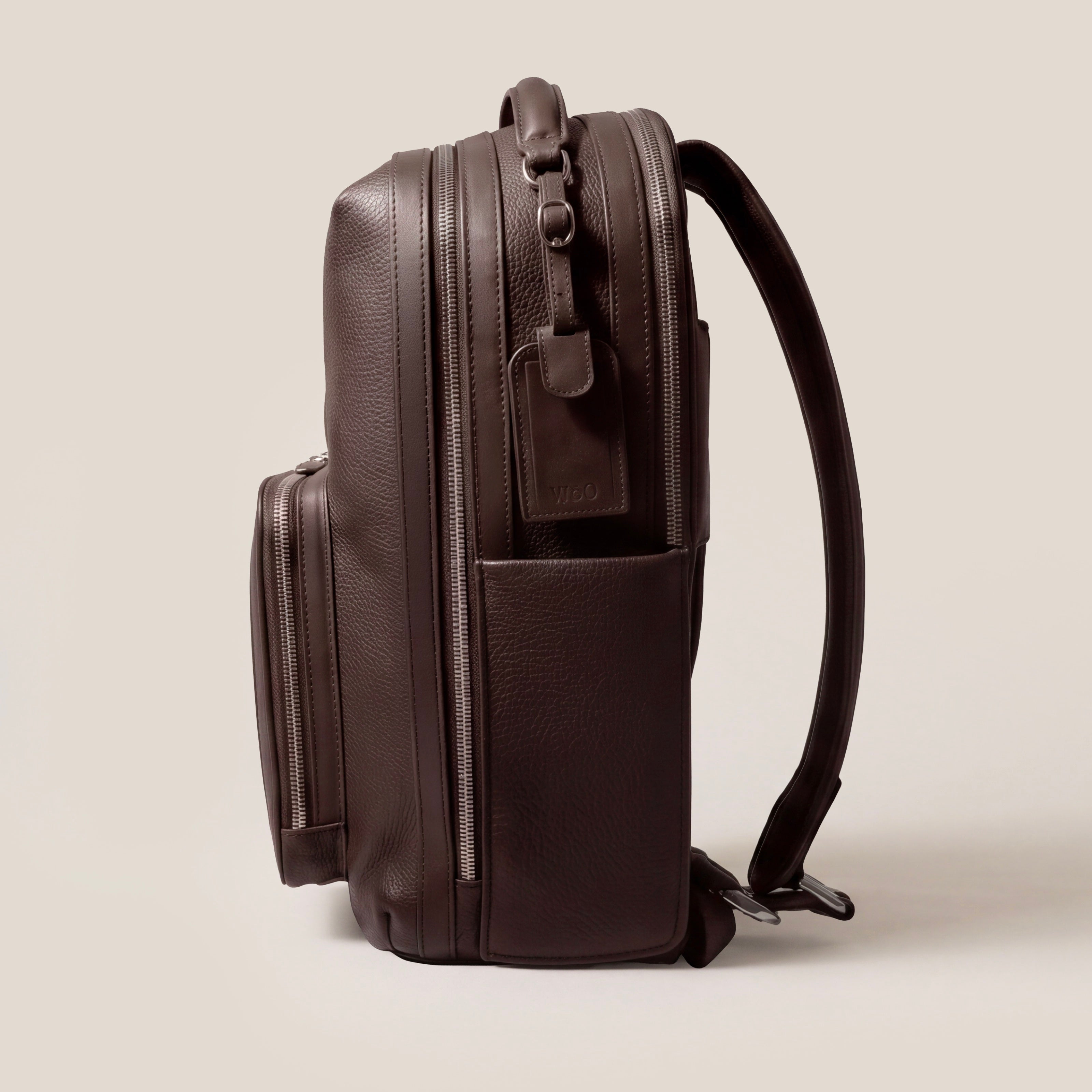 Leather travel backpack| #color_Chocolate