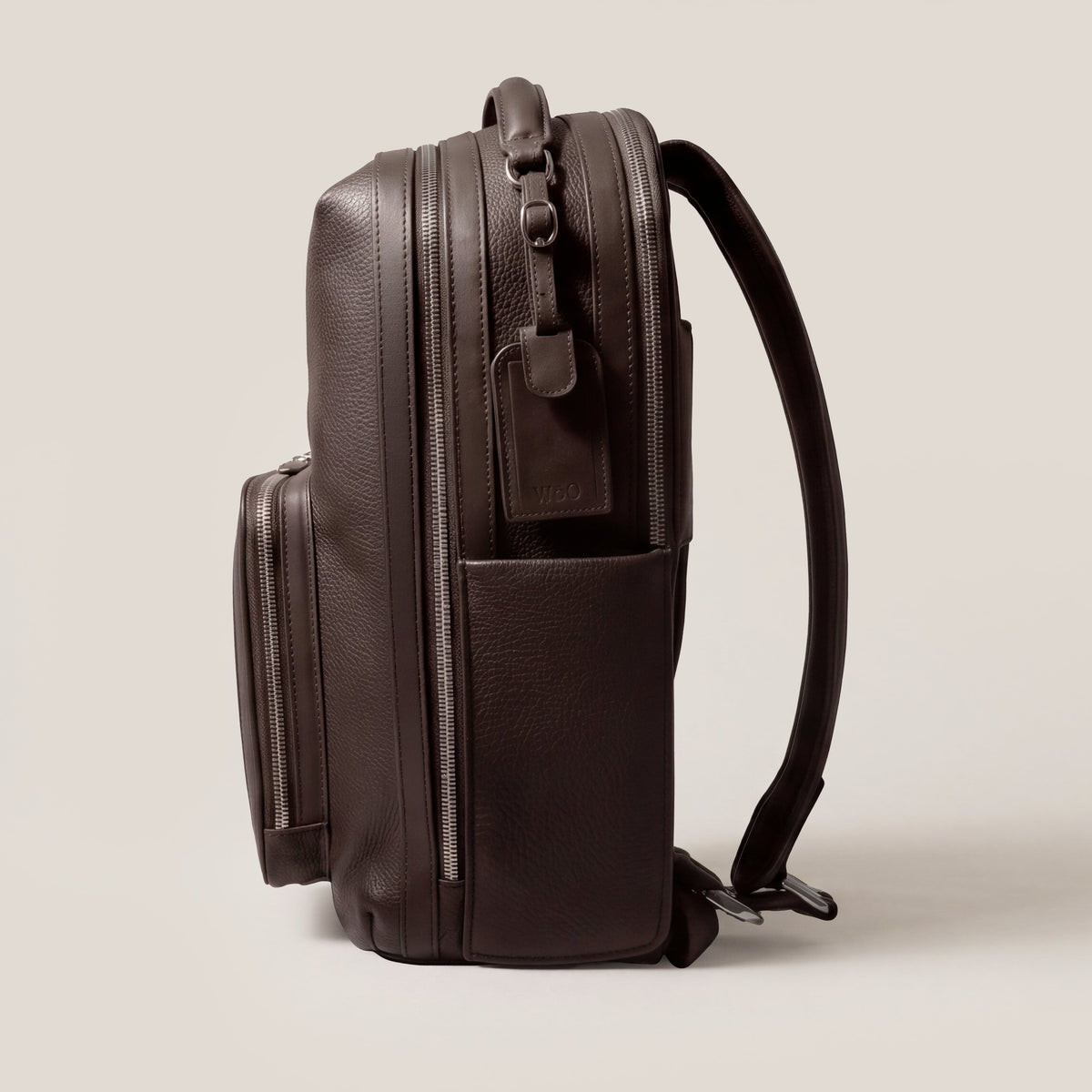 Leather travel backpack| #color_Chocolate