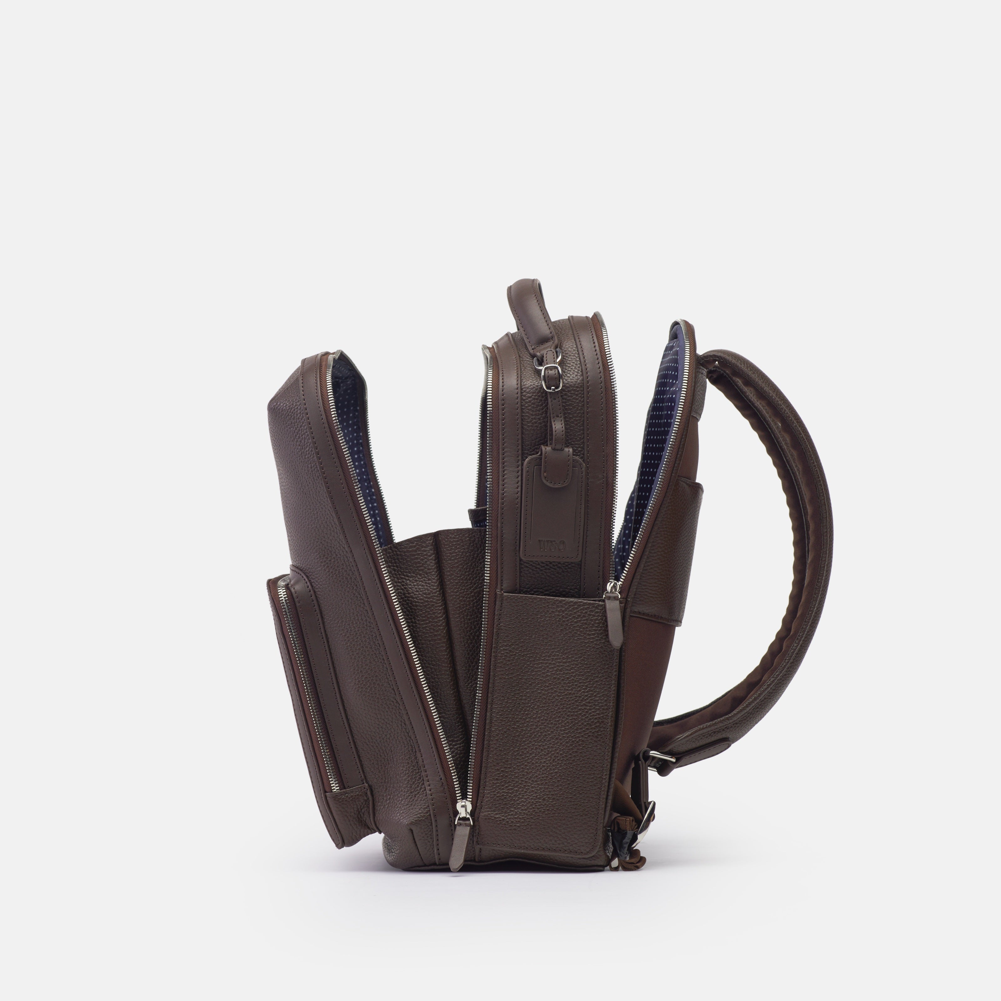Leather travel backpack| #color_Chocolate