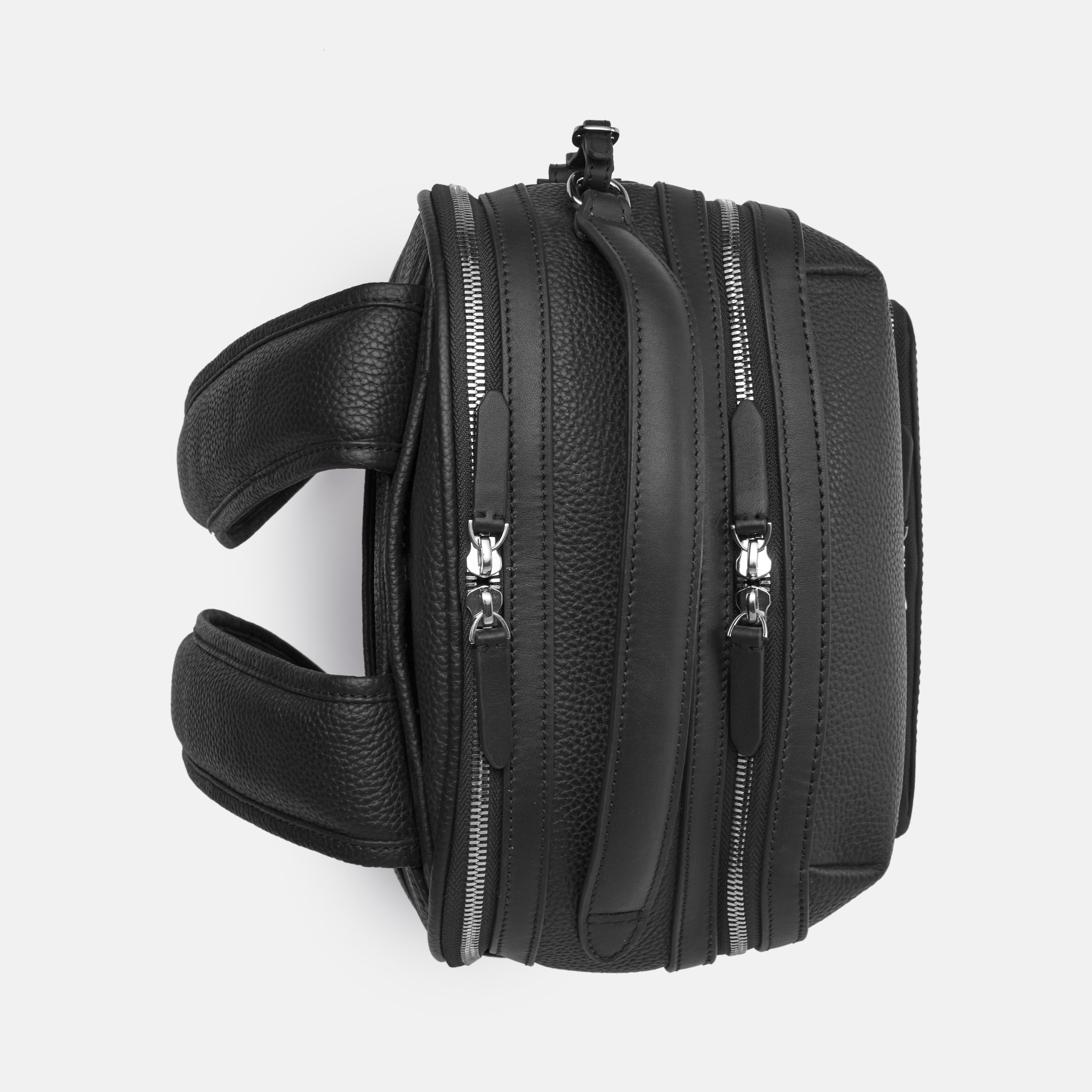 Leather travel backpack| #color_Jet Black