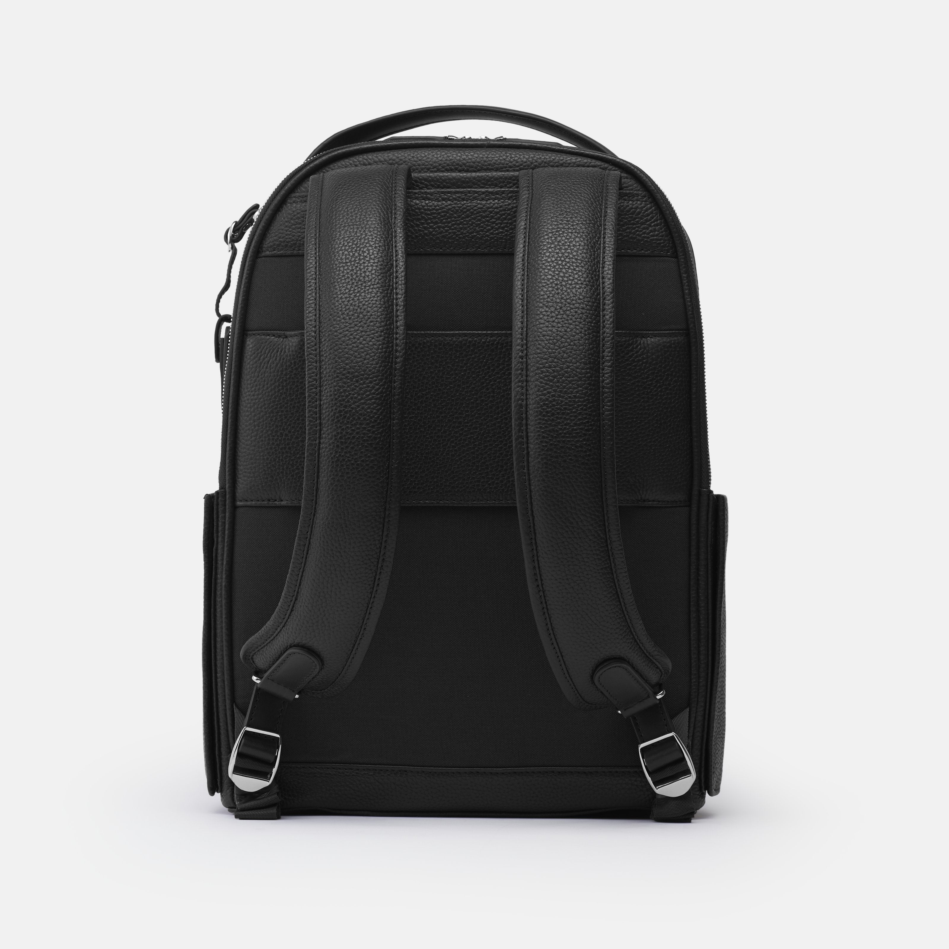 Leather travel backpack| #color_Jet Black