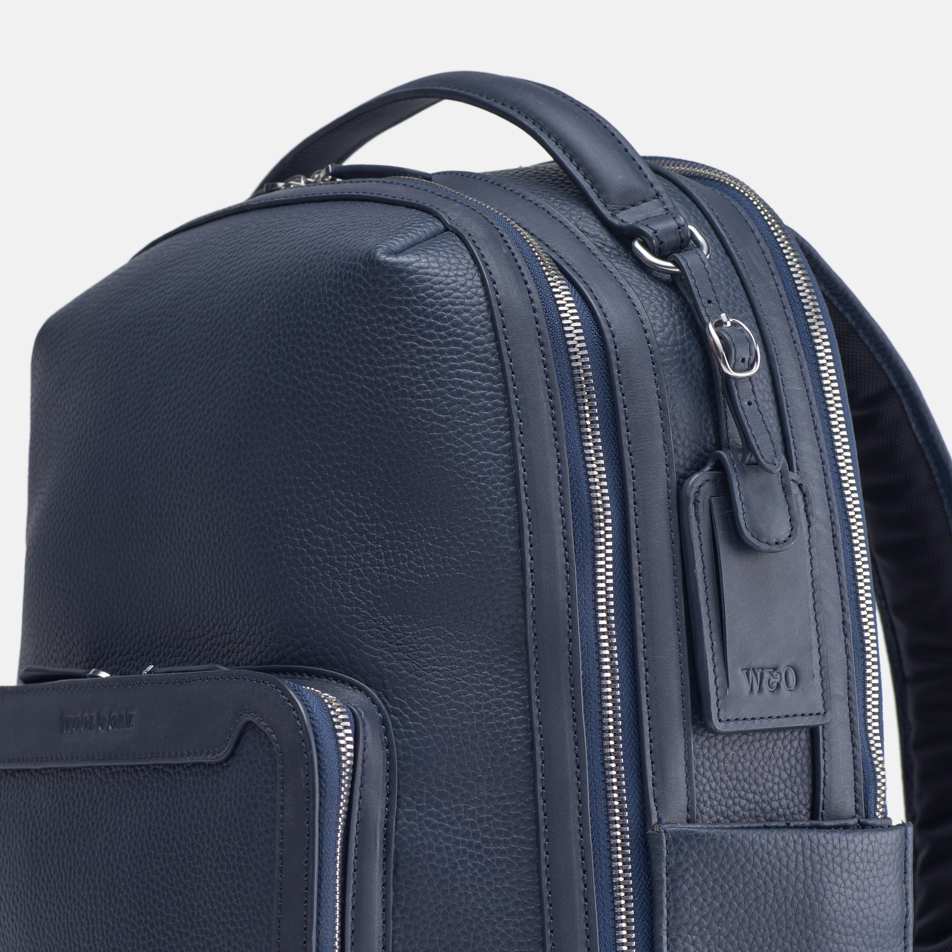 Leather travel backpack| #color_Navy