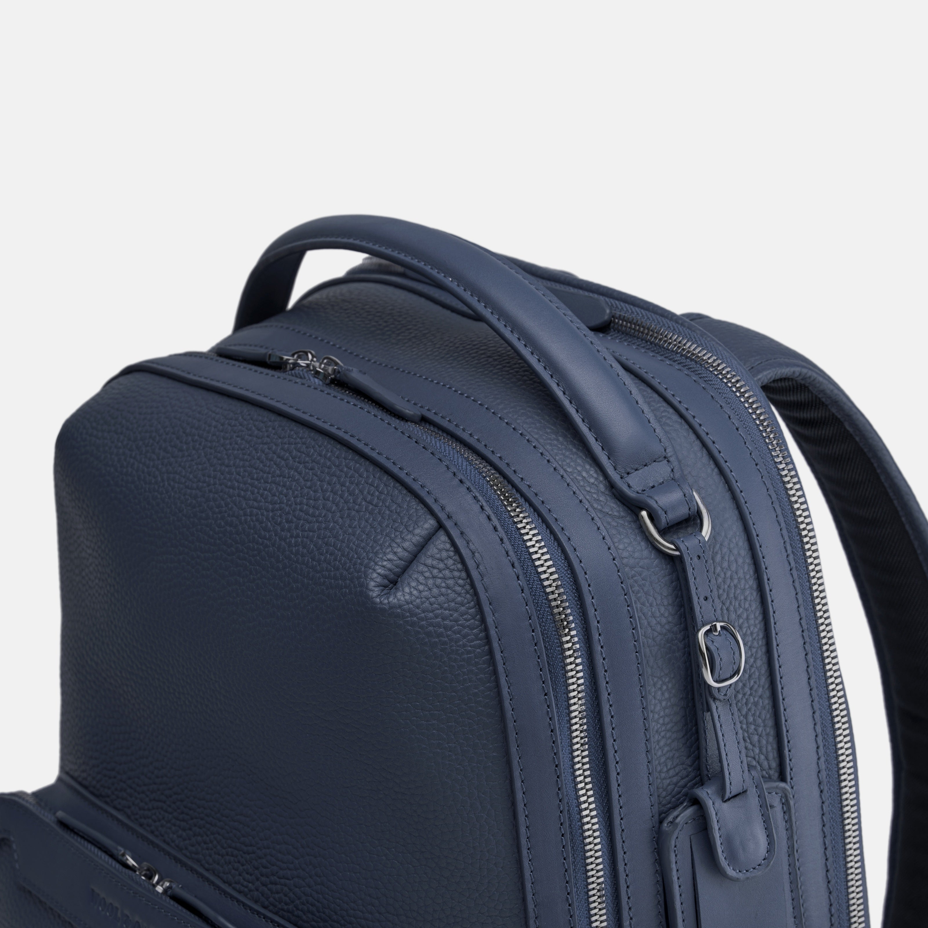 Leather travel backpack| #color_Navy