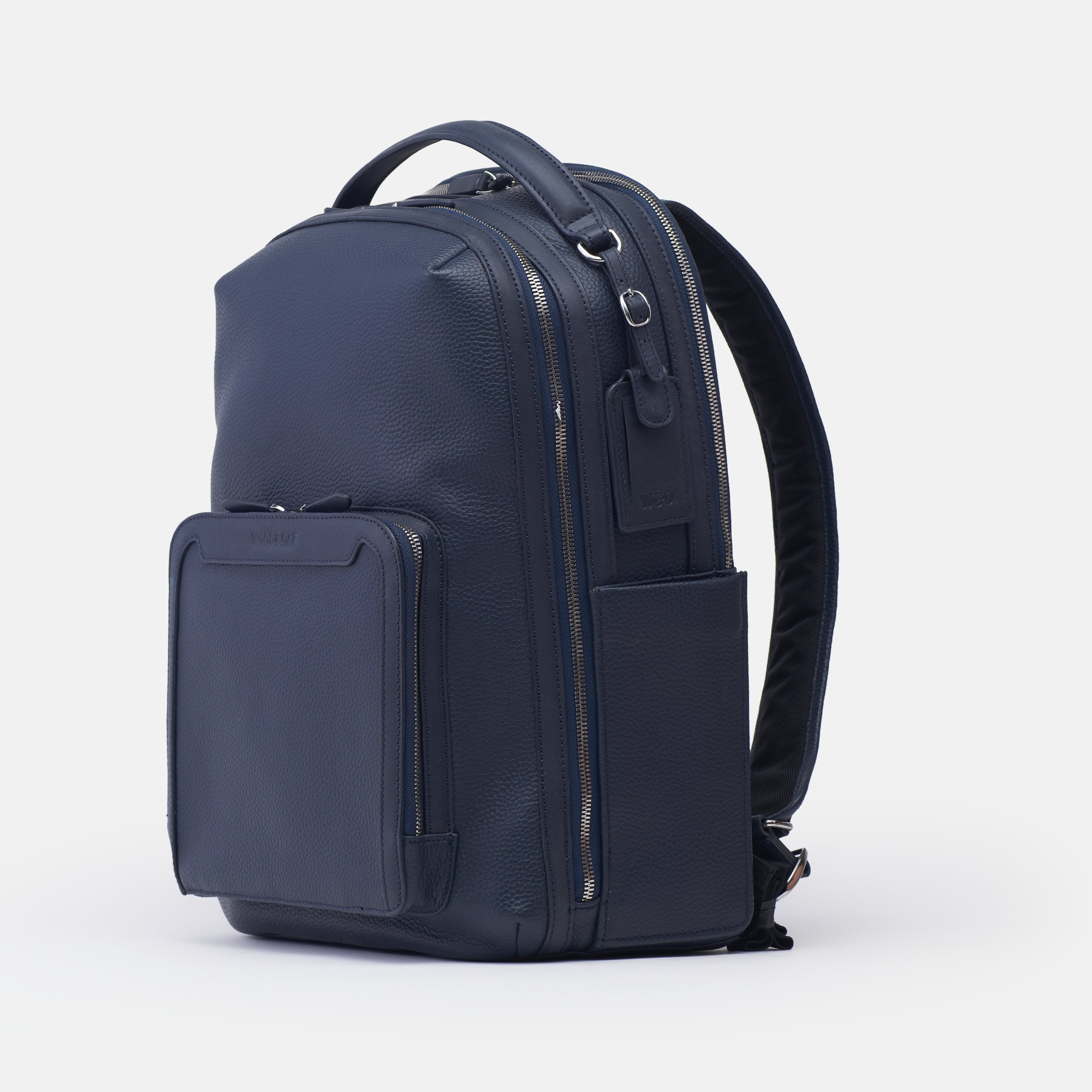 Leather travel backpack| #color_Navy