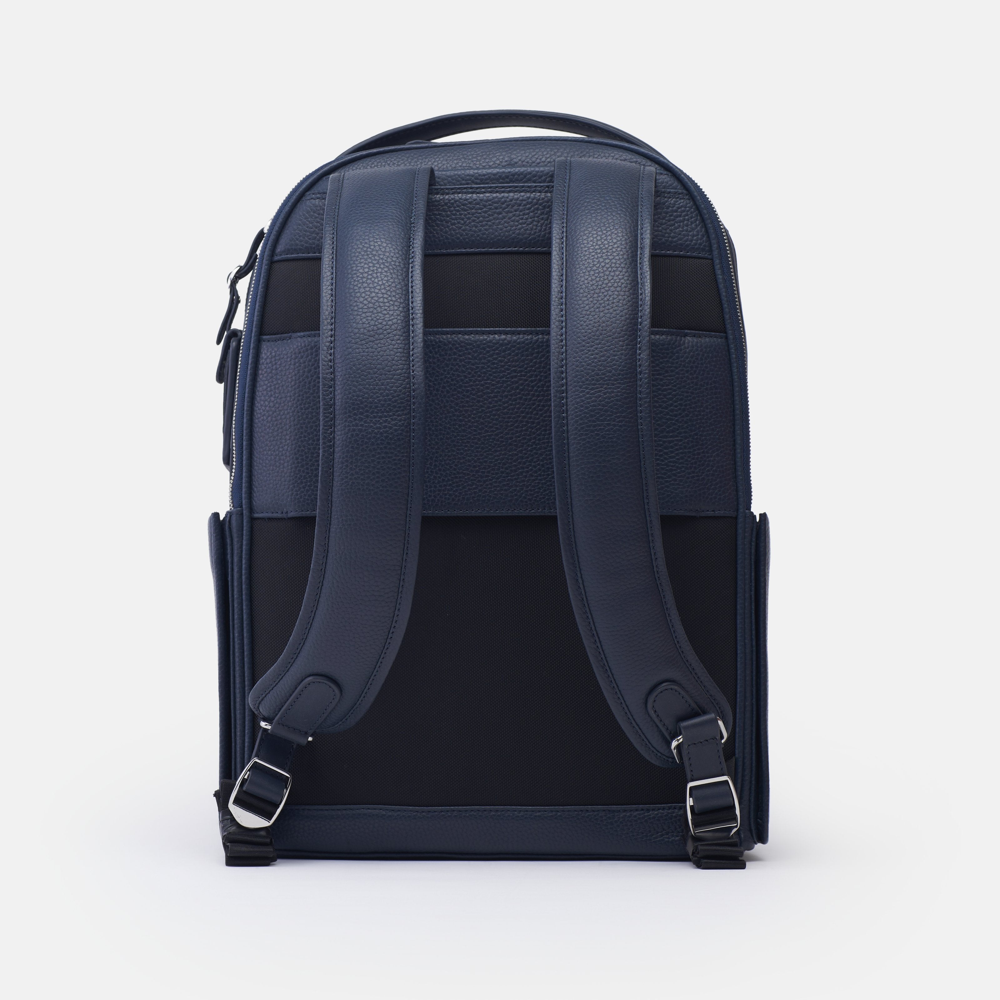Leather travel backpack| #color_Navy