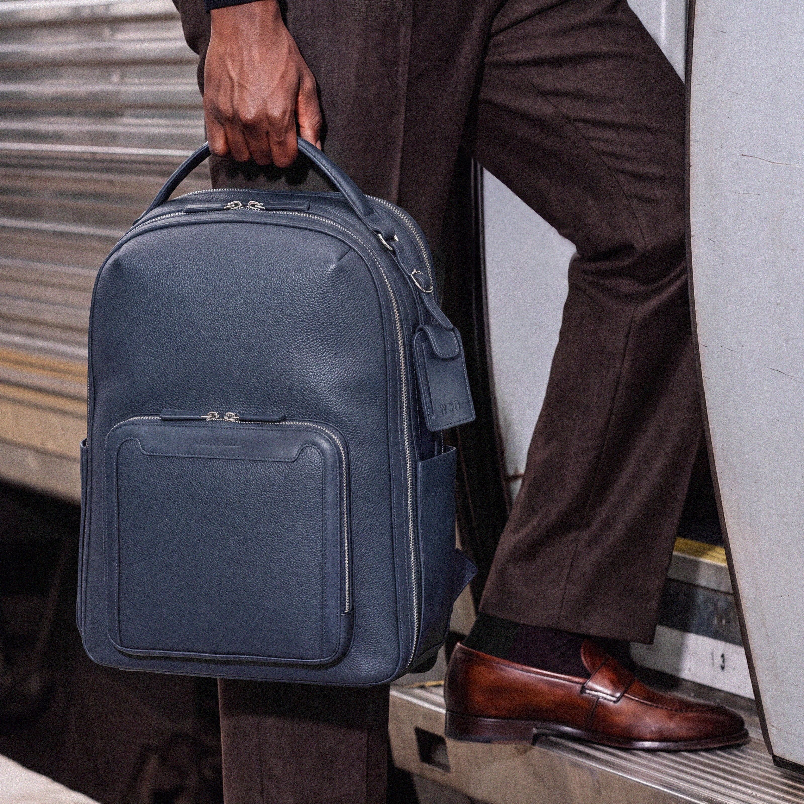 Pilot Travel Backpack carried onto a train| #color_Navy