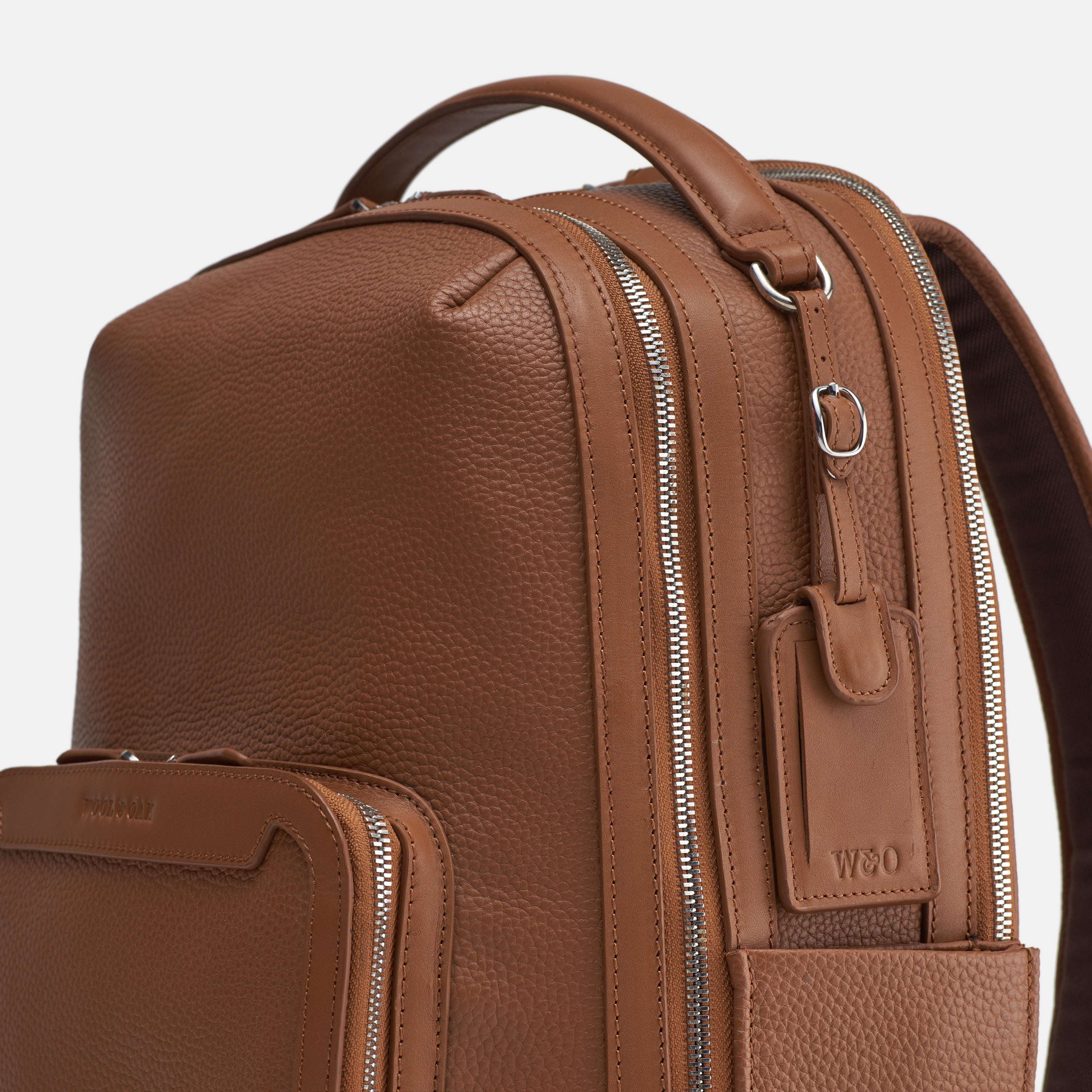 Leather travel backpack| #color_Sand