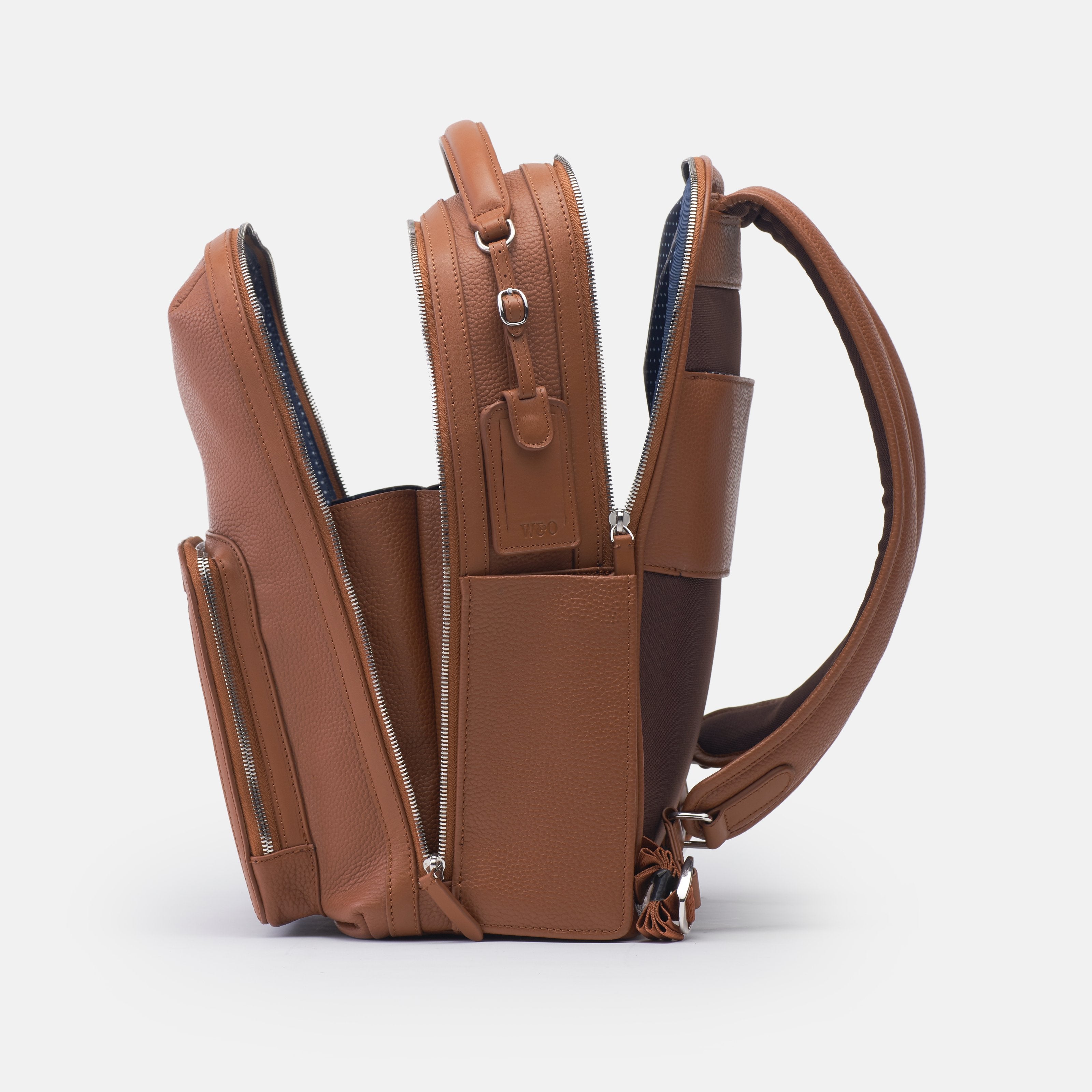 Leather travel backpack| #color_Sand