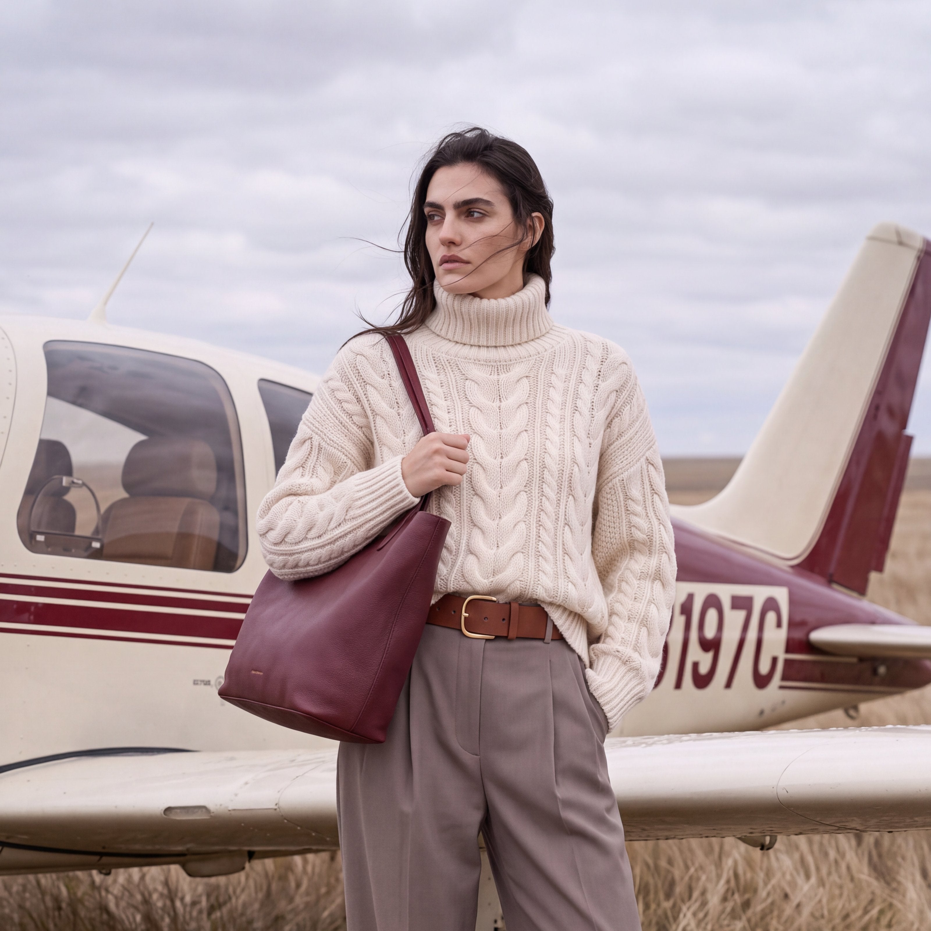 Leather travel tote bag| #color_Chocolate