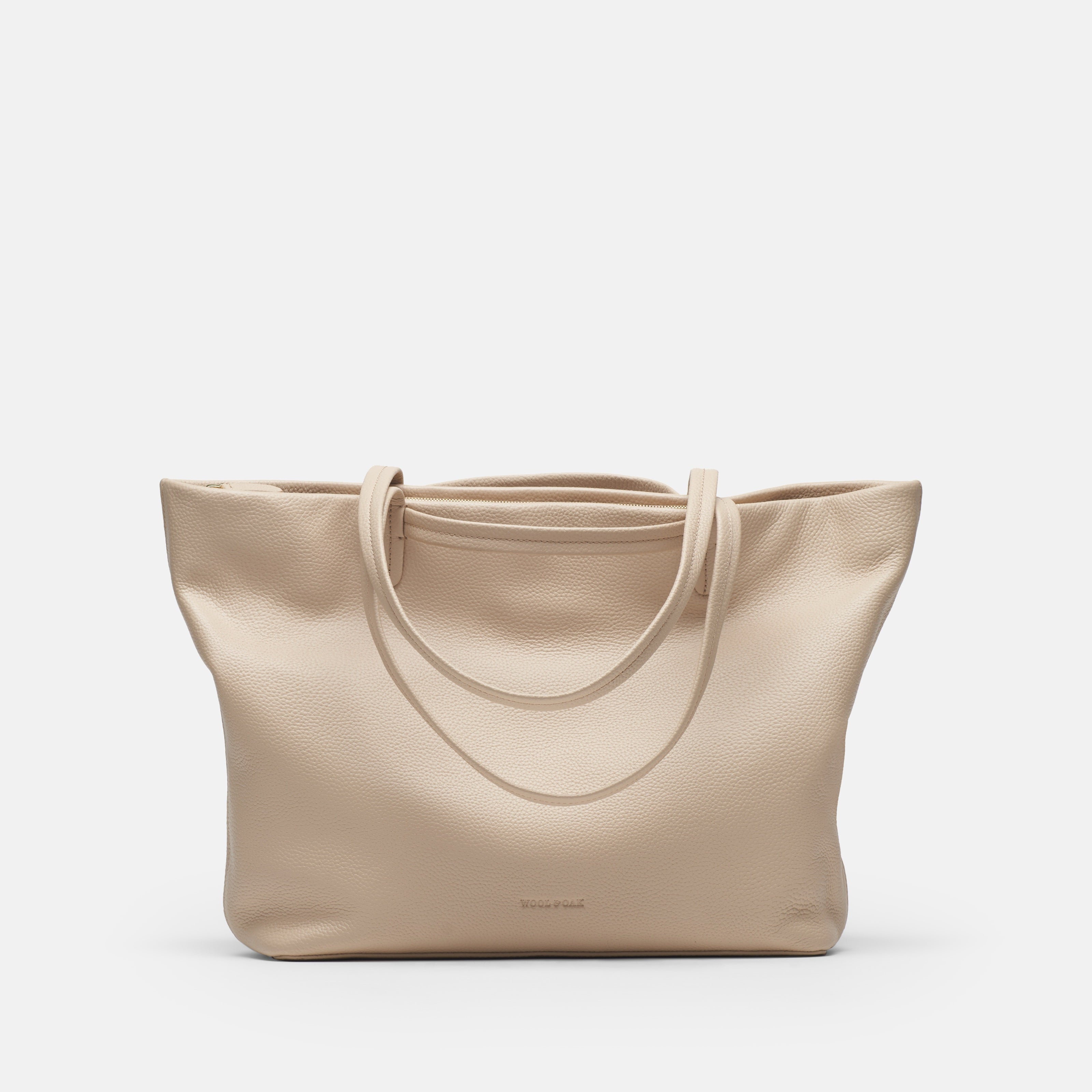 Leather travel tote bag| #color_Frappe