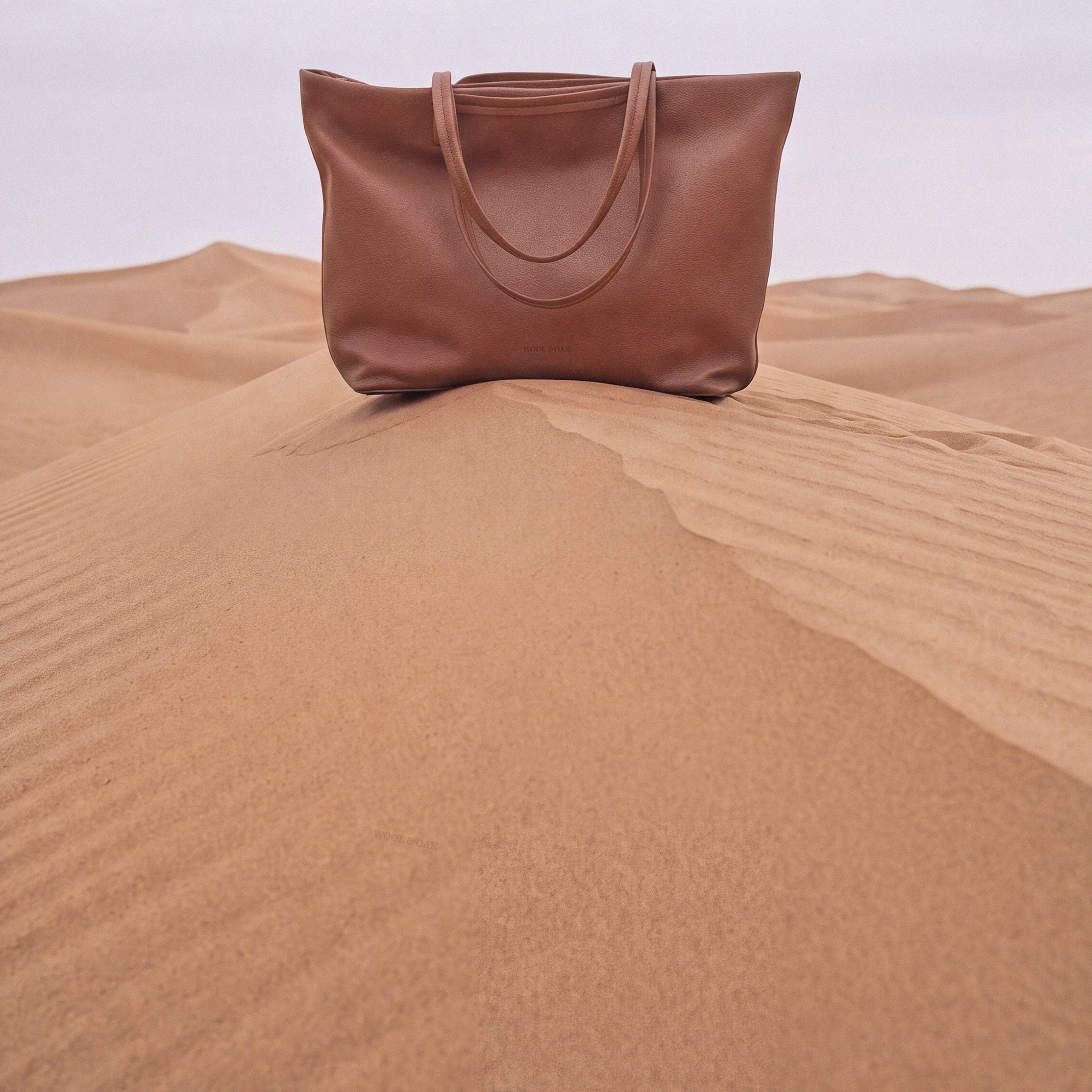 Leather travel tote bag| #color_Frappe