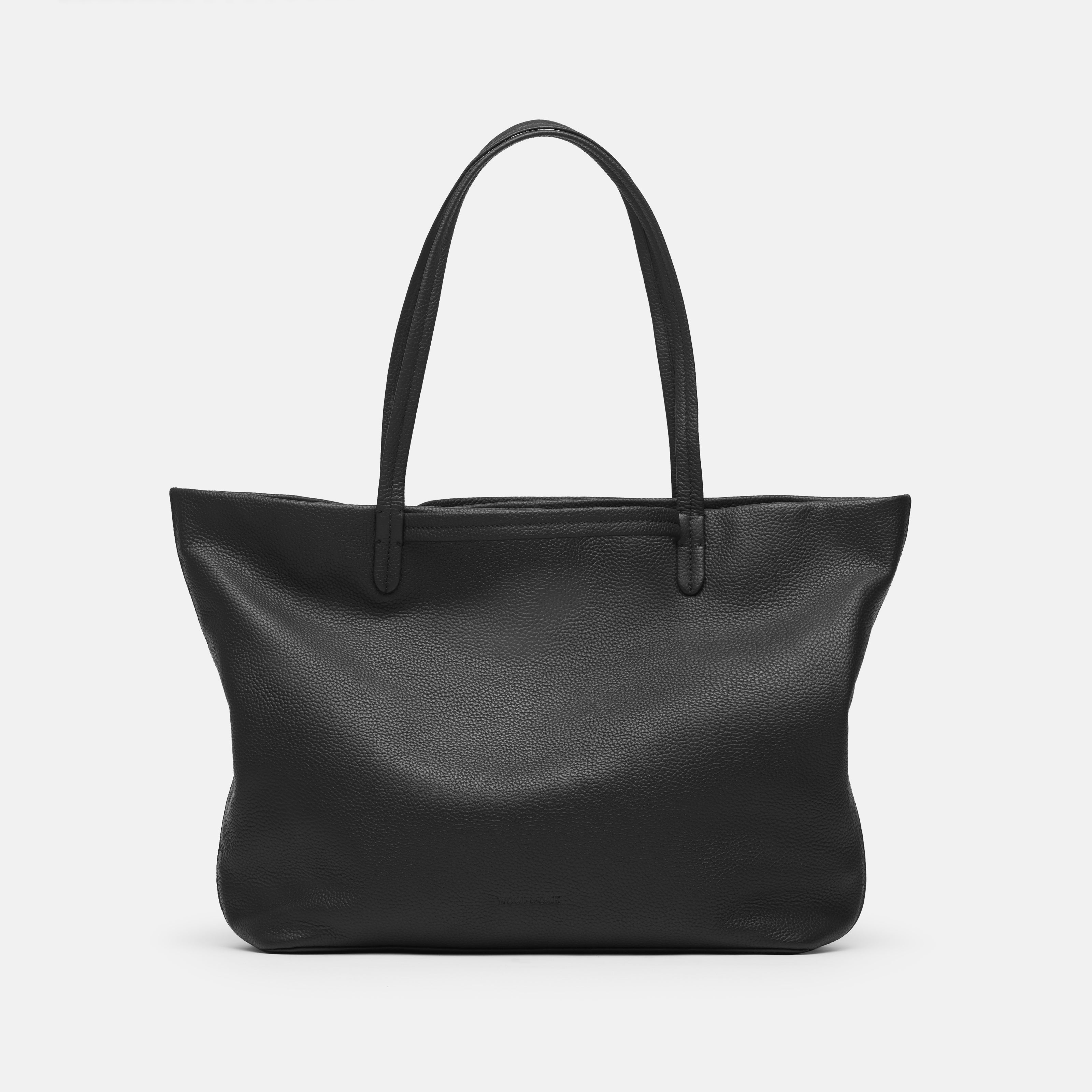 Leather travel tote bag| #color_Jet Black