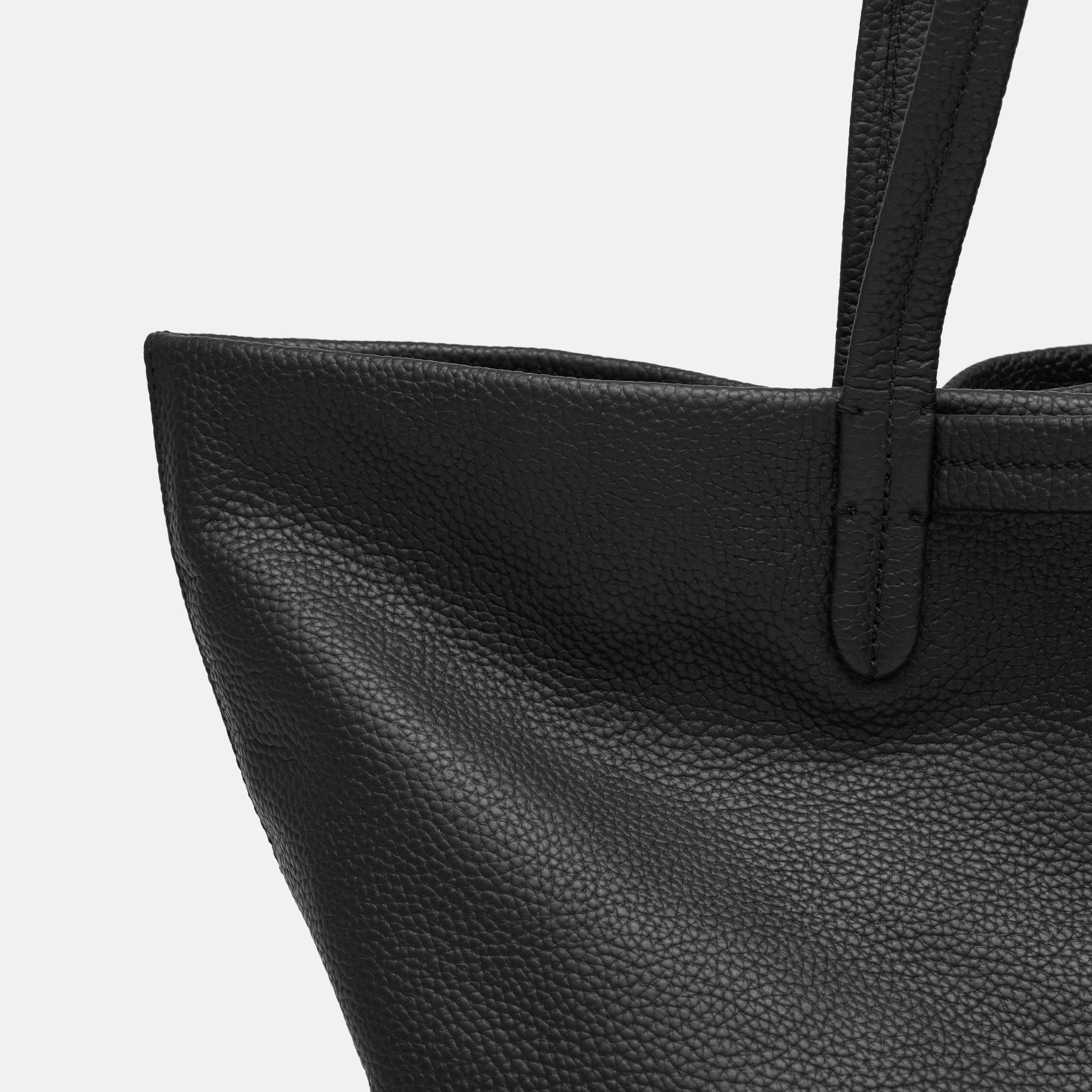 Leather travel tote bag| #color_Jet Black