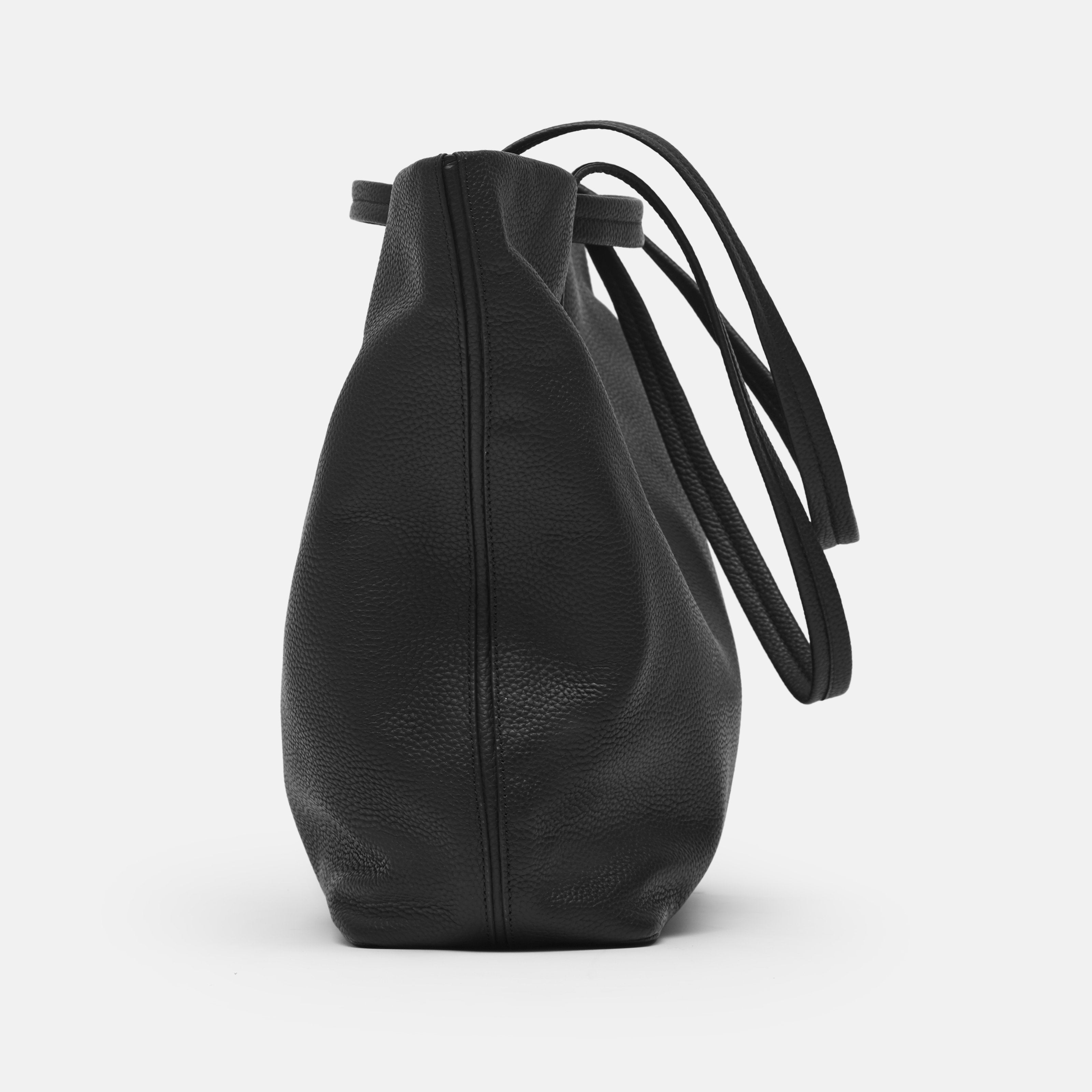 Leather travel tote bag| #color_Jet Black