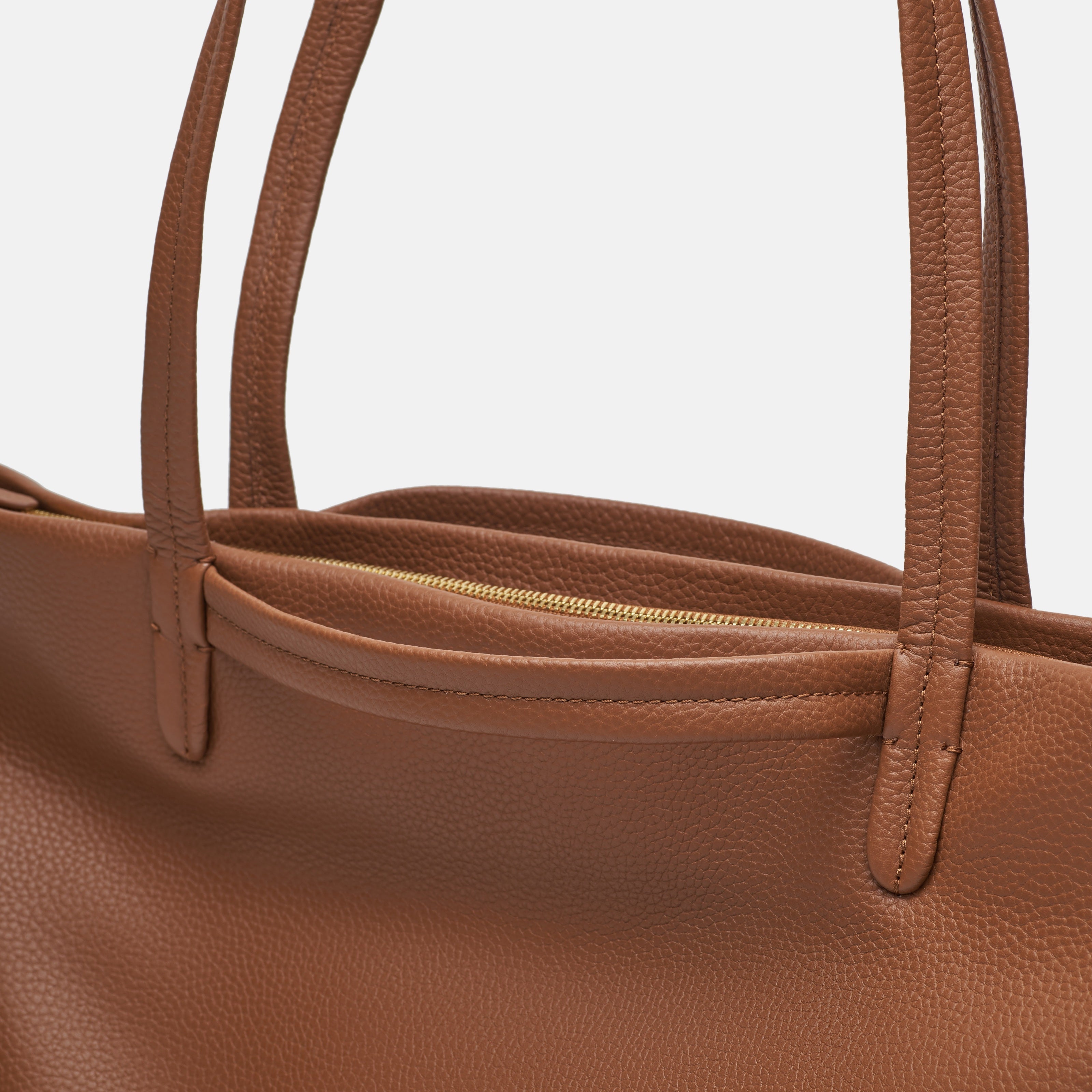 Leather travel tote bag| #color_Sand