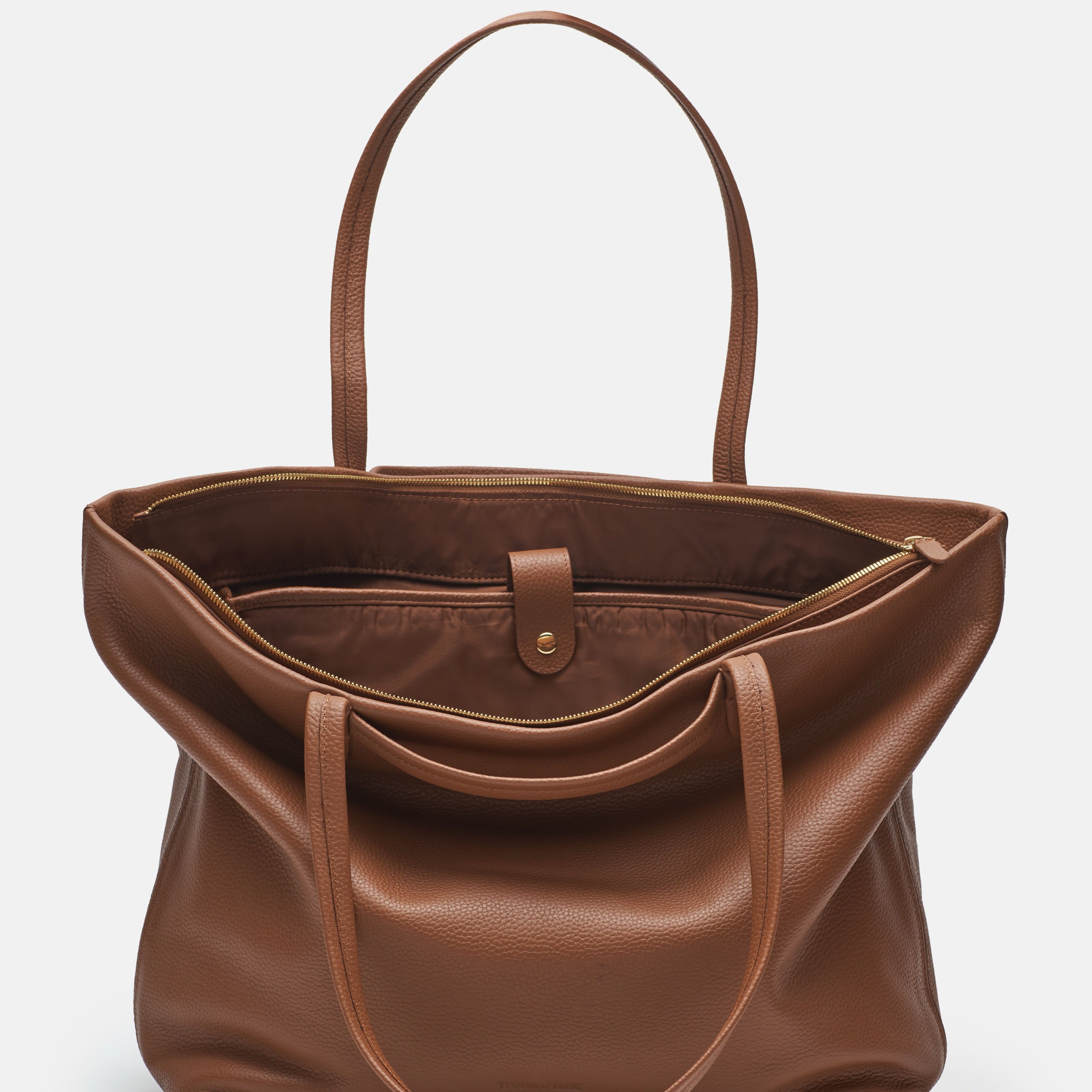 Leather travel tote bag| #color_Sand