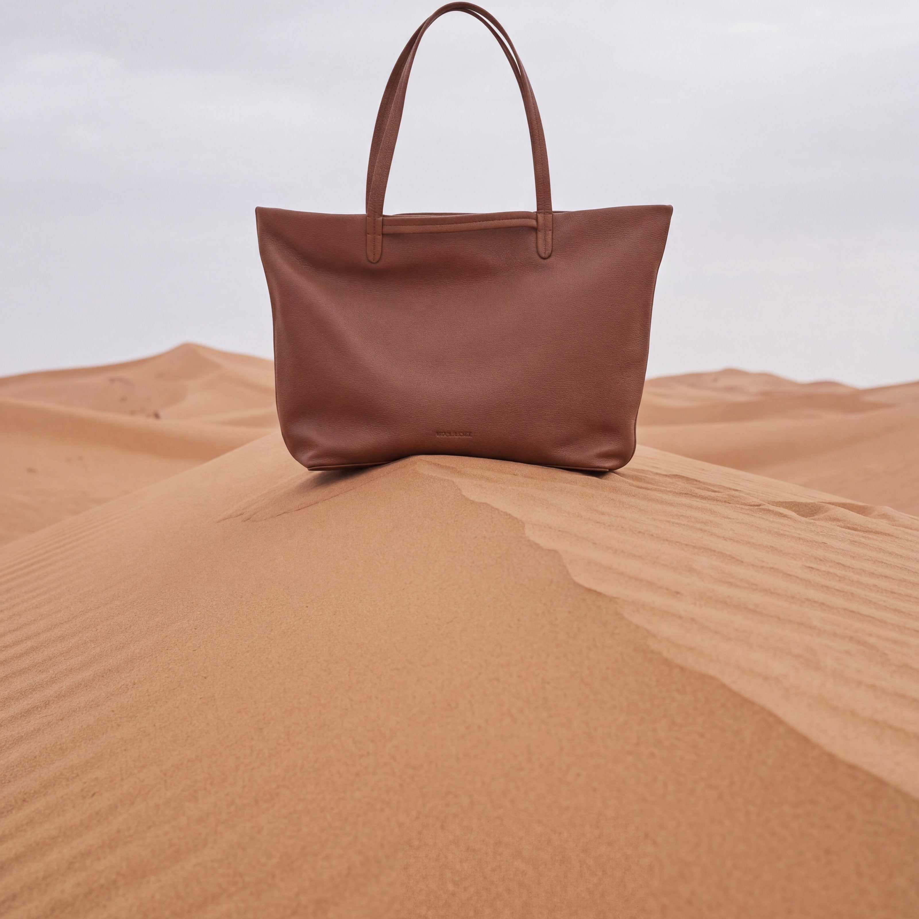 Leather travel tote bag| #color_Sand