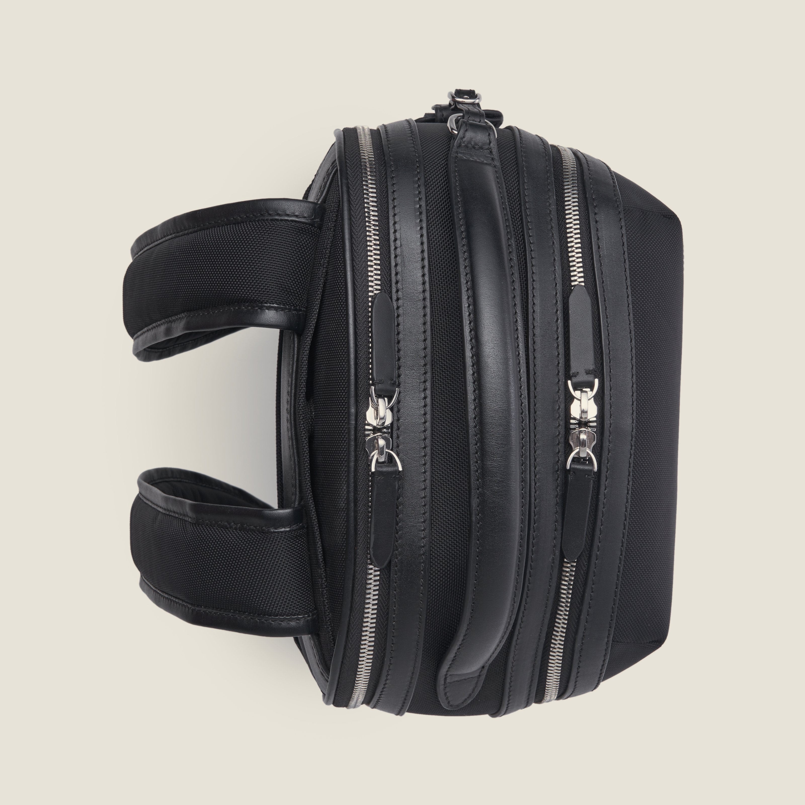 Leather travel backpack| #color_Black Nylon
