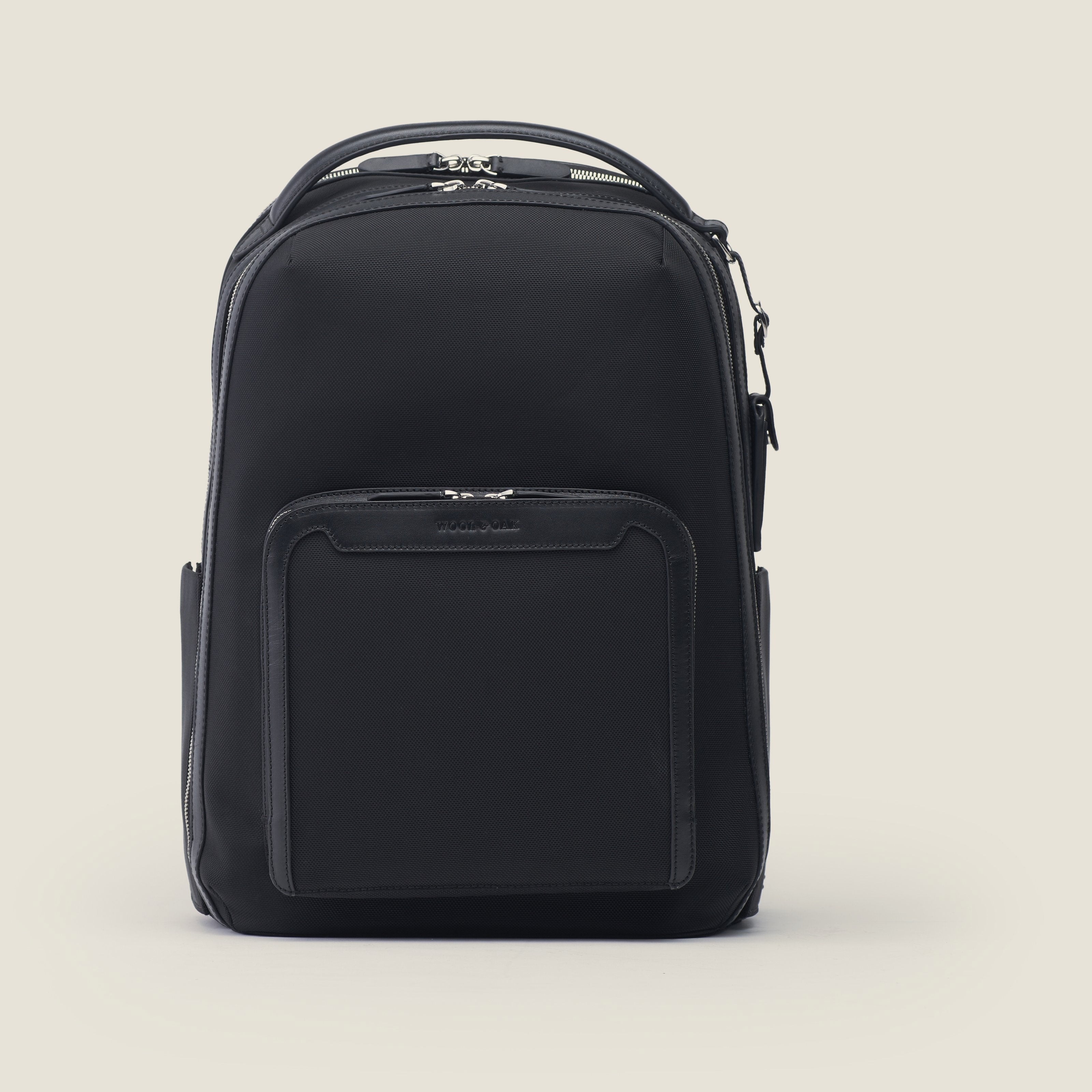 Leather travel backpack| #color_Black Nylon - Black Nylon