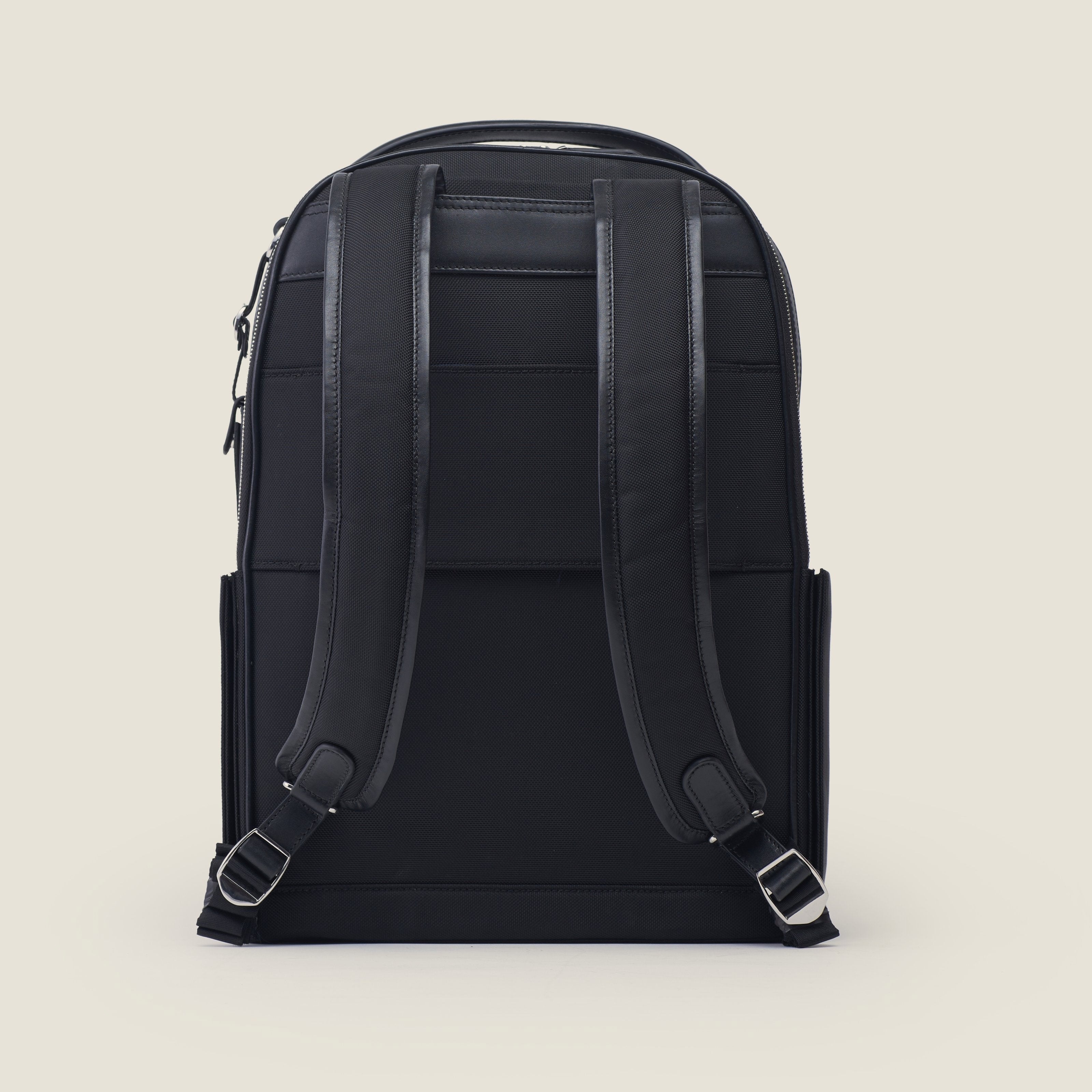 Leather travel backpack| #color_Black Nylon