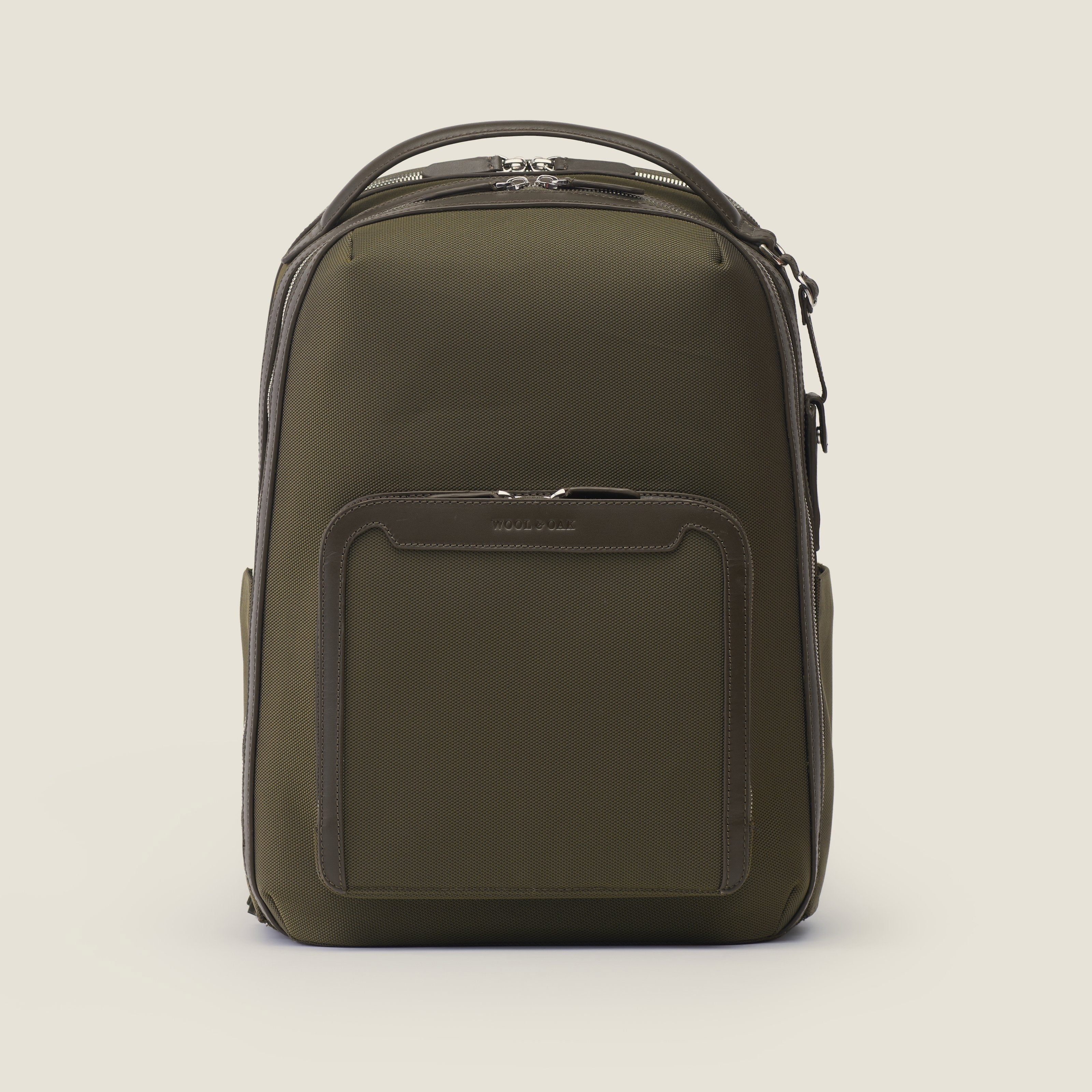 Leather travel backpack| #color_Olive Nylon - Olive Nylon