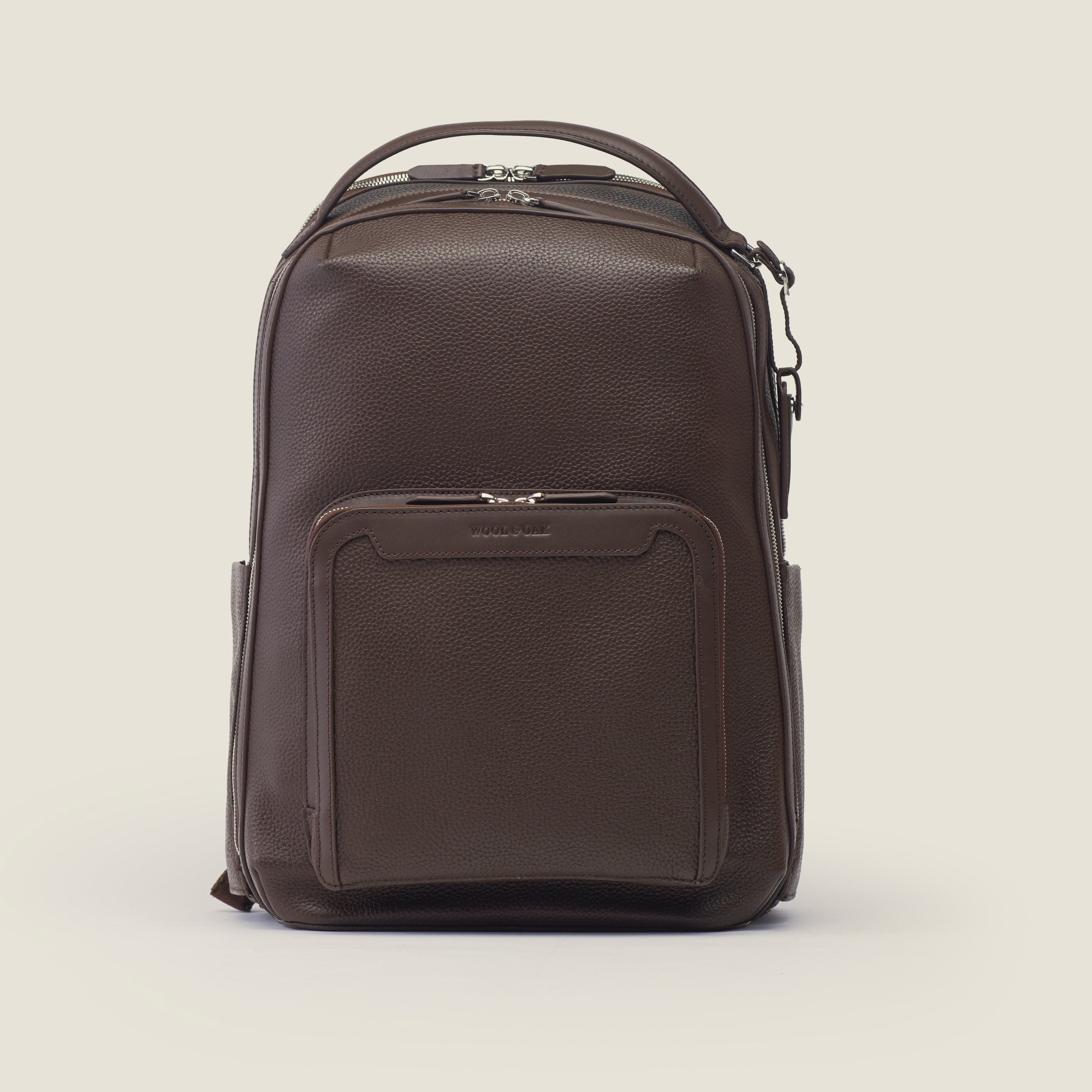 Leather travel backpack| #color_Chocolate