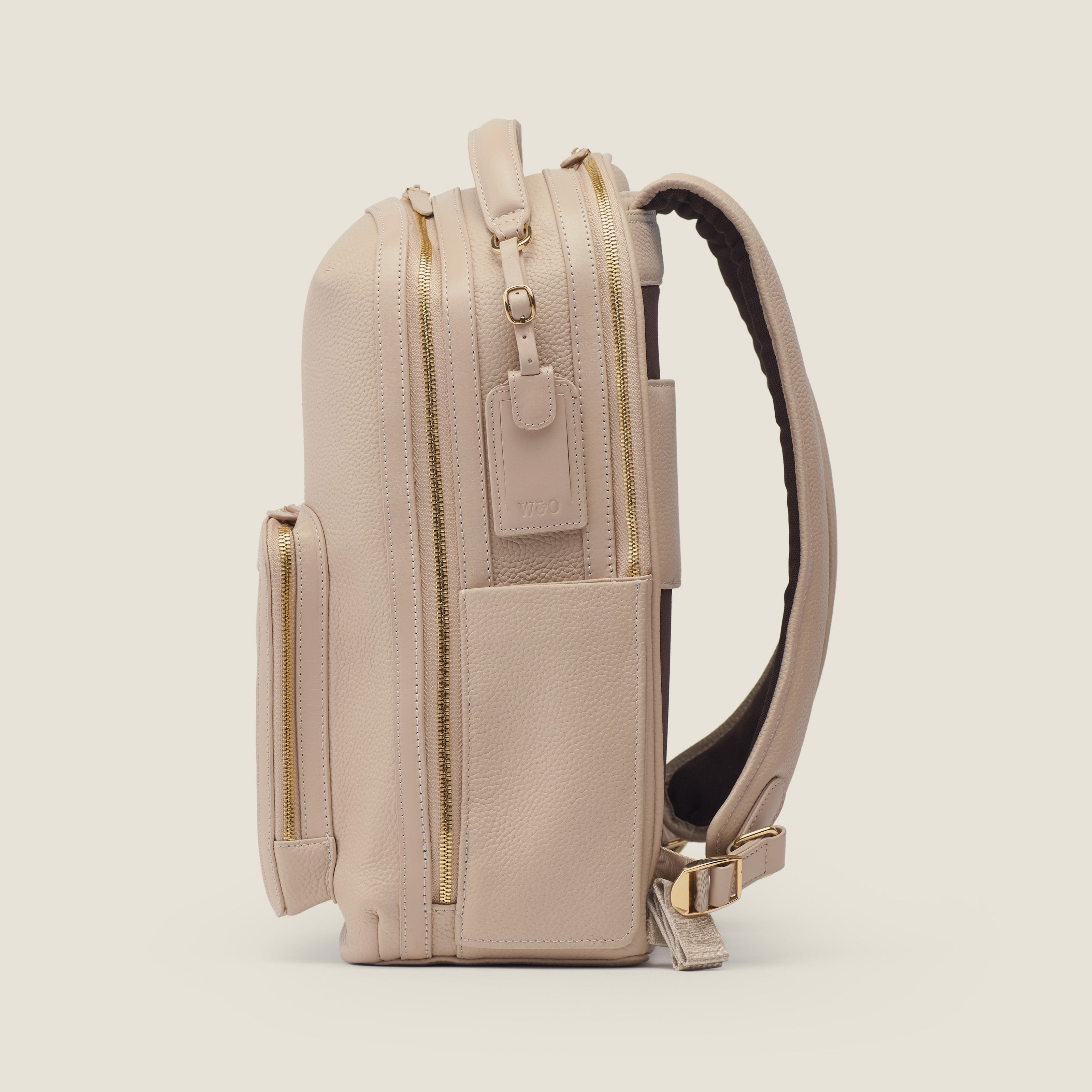Leather travel backpack| #color_Frappe