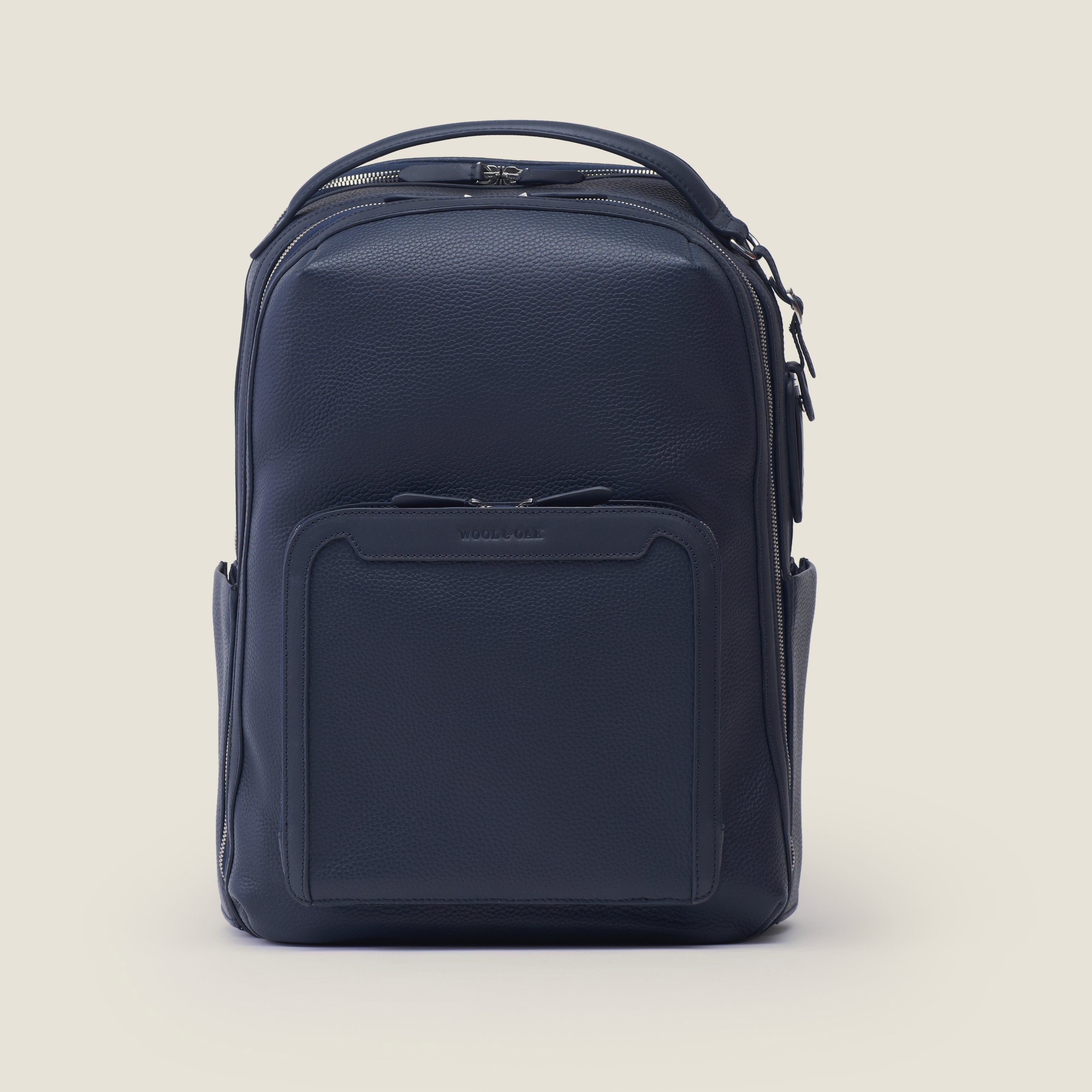 Leather travel backpack| #color_Navy - Navy