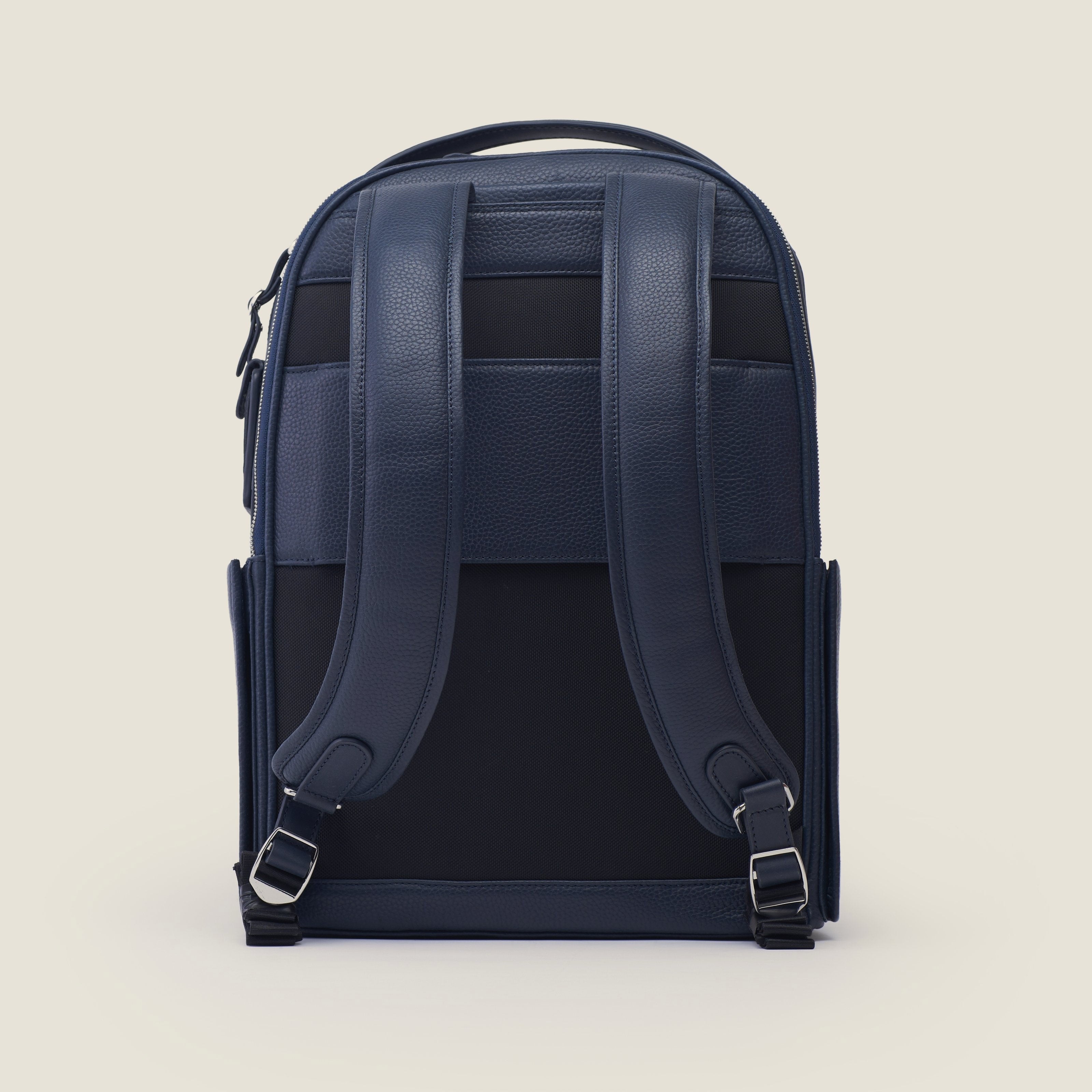 Leather travel backpack| #color_Navy