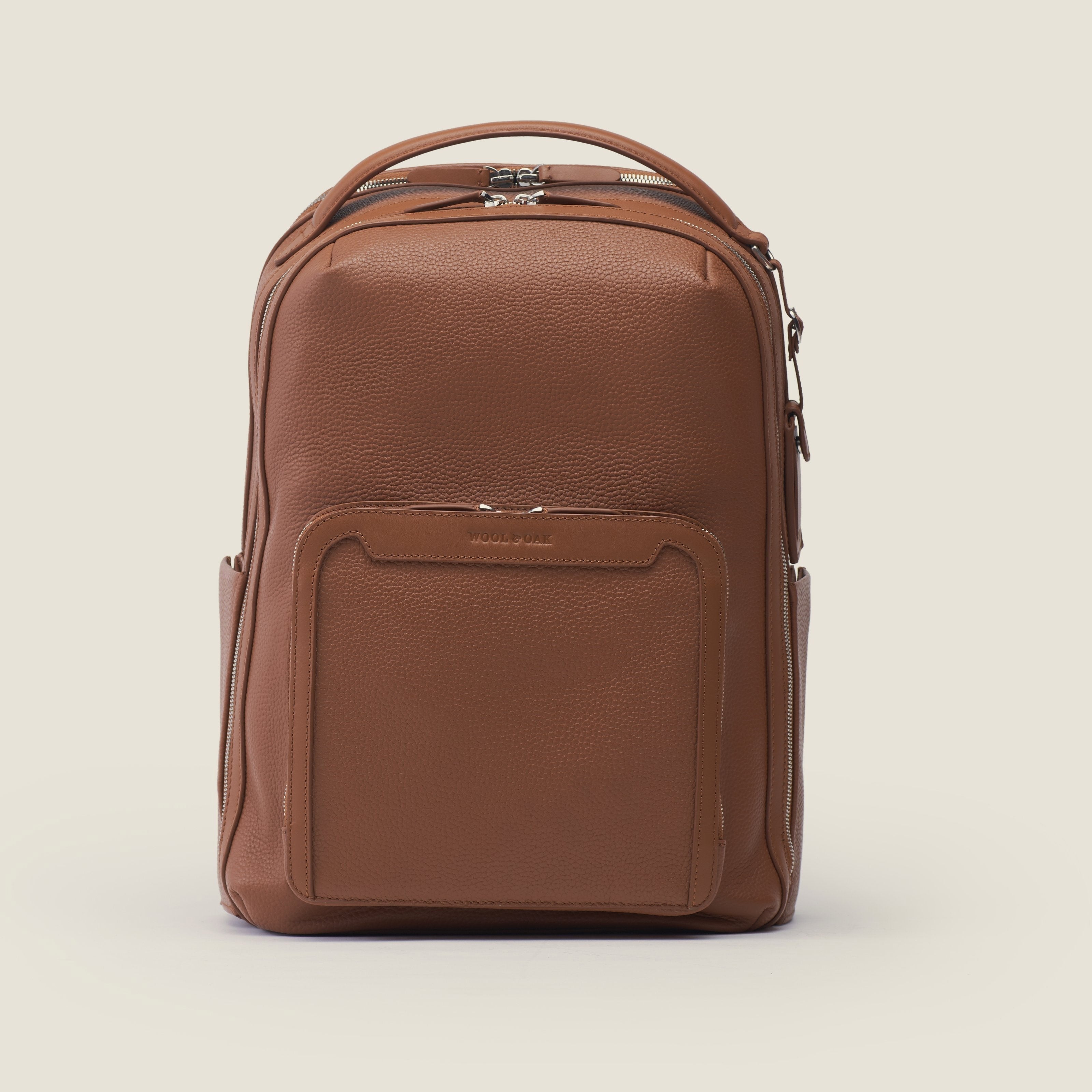 Leather travel backpack| #color_Sand