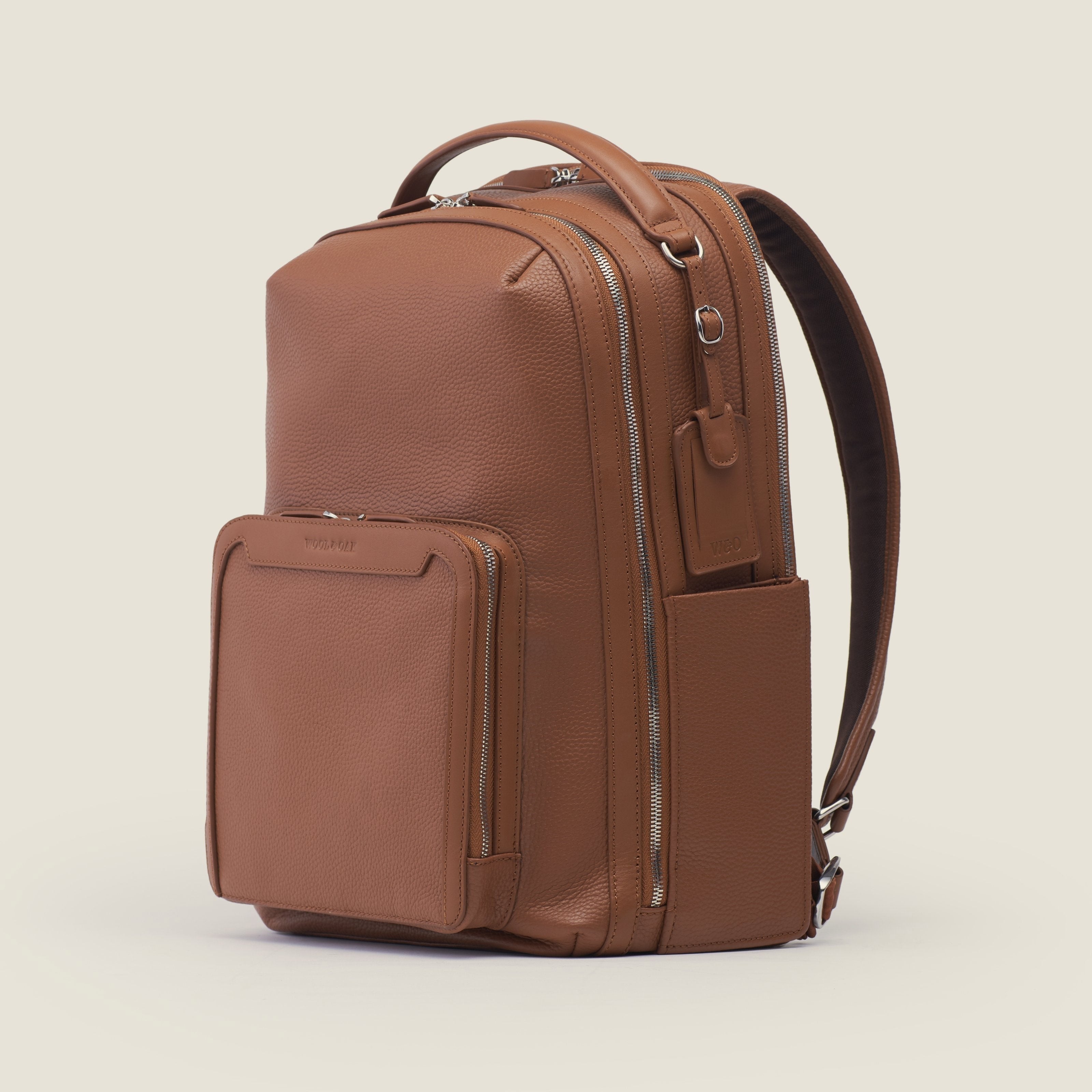 Leather travel backpack| #color_Sand