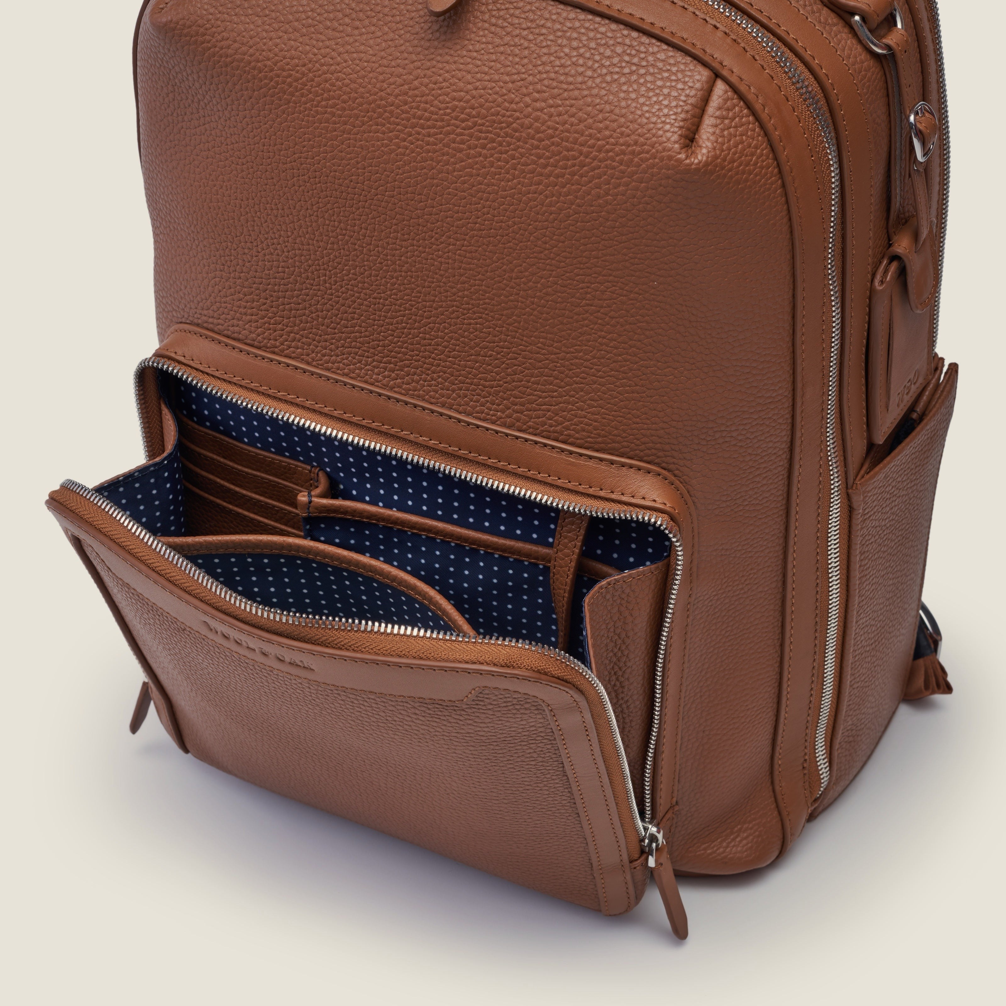 Leather travel backpack| #color_Sand