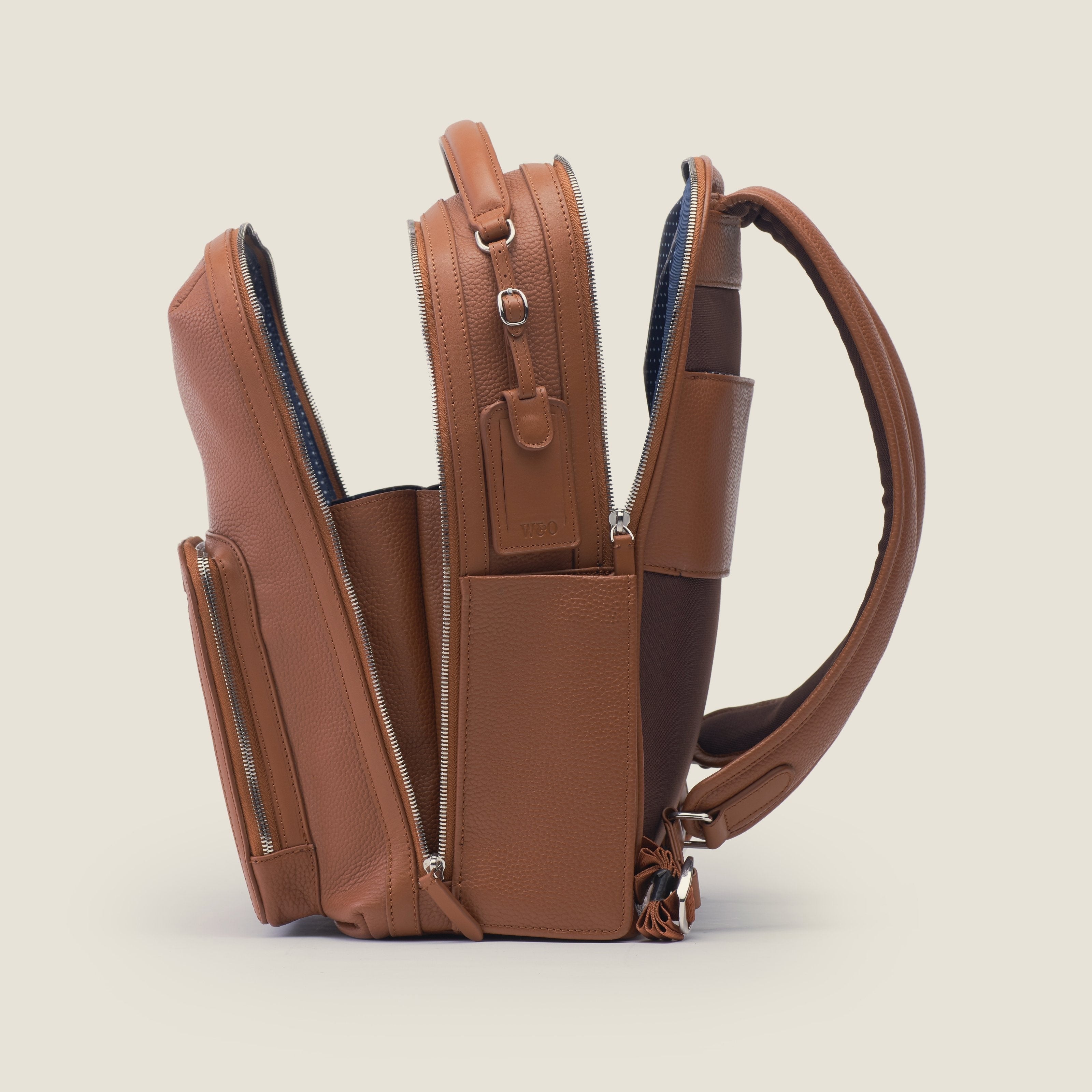 Leather travel backpack| #color_Sand