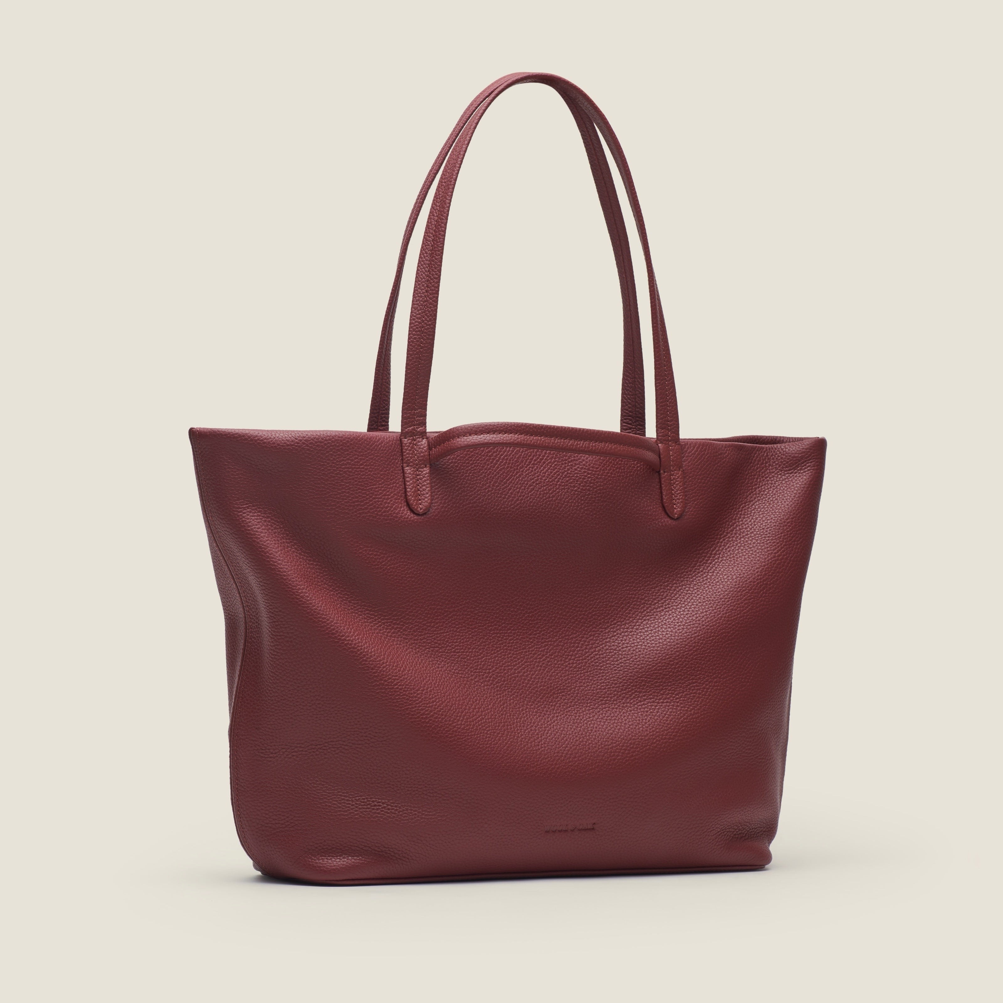 Leather travel tote bag| #color_Bordeaux