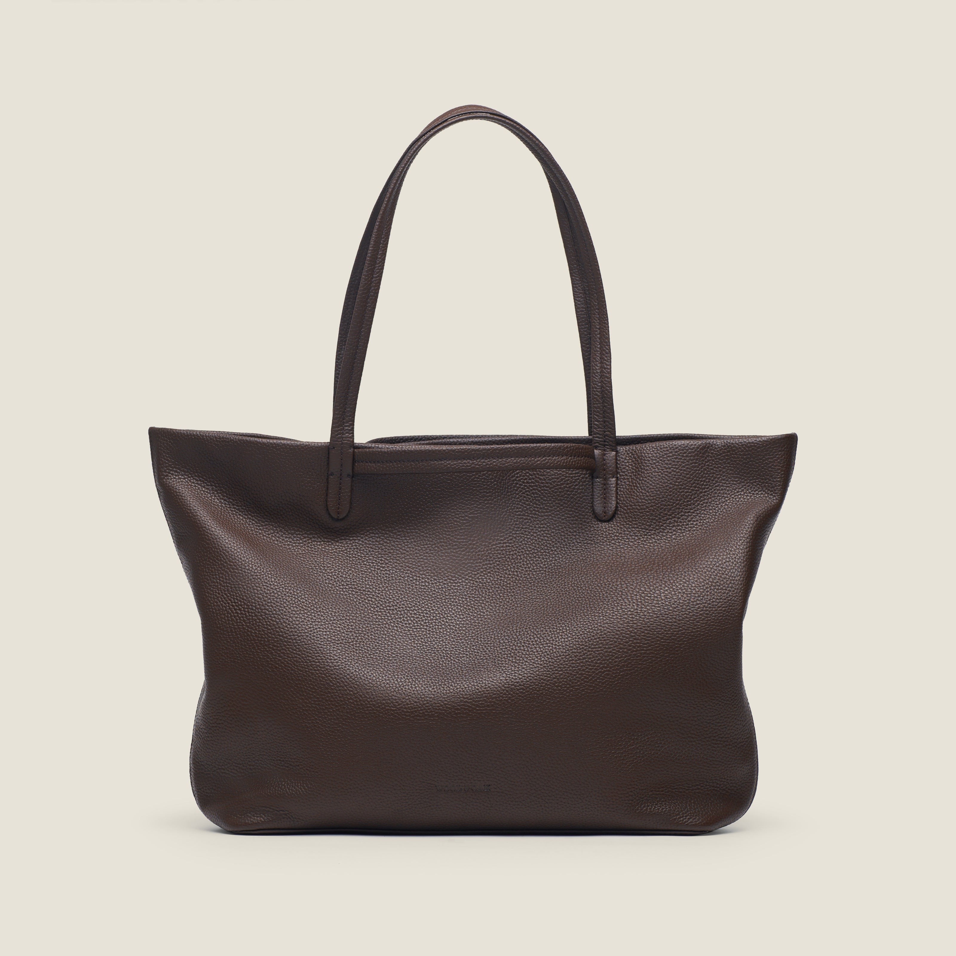 Leather travel tote bag| #color_Chocolate - Chocolate