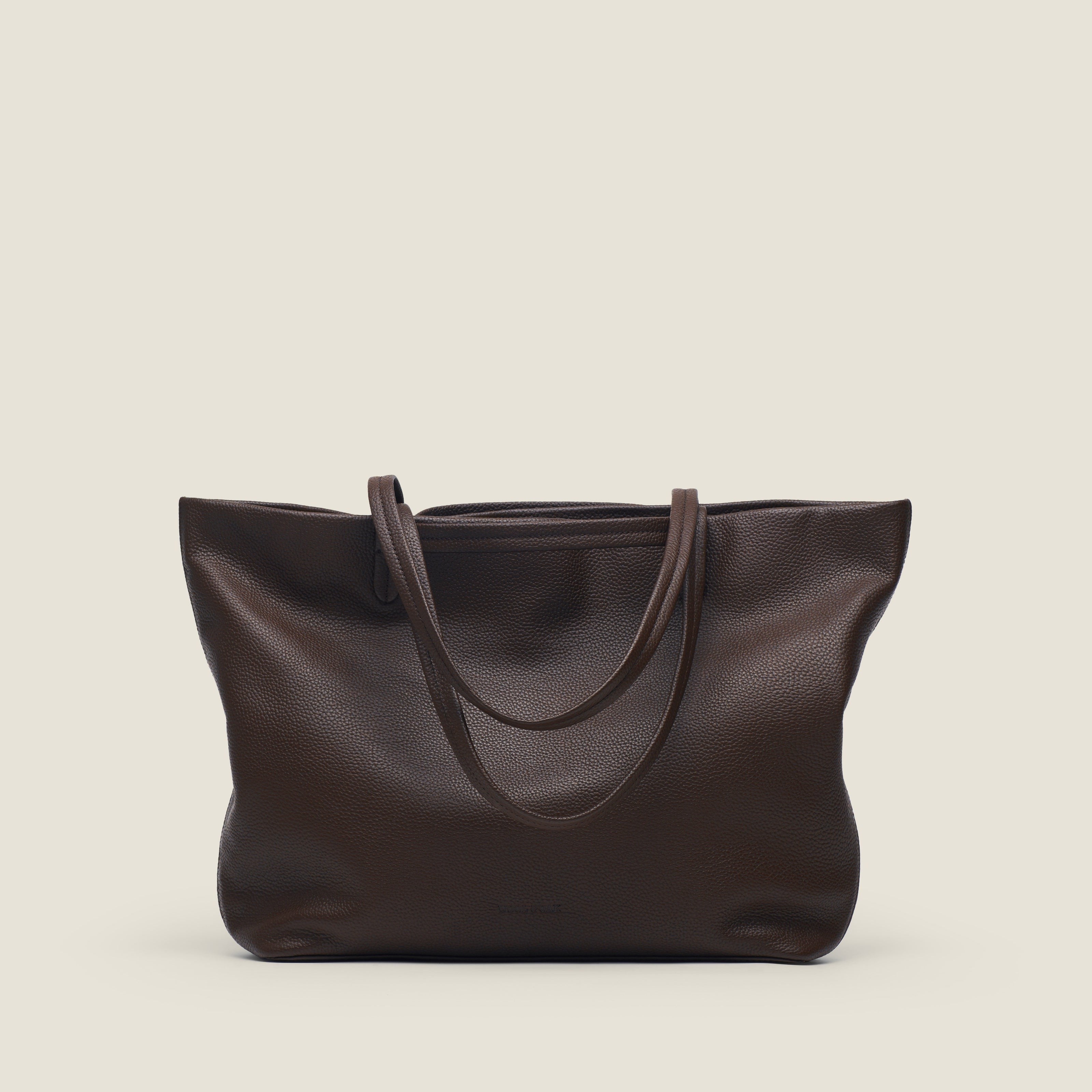 Leather travel tote bag| #color_Chocolate