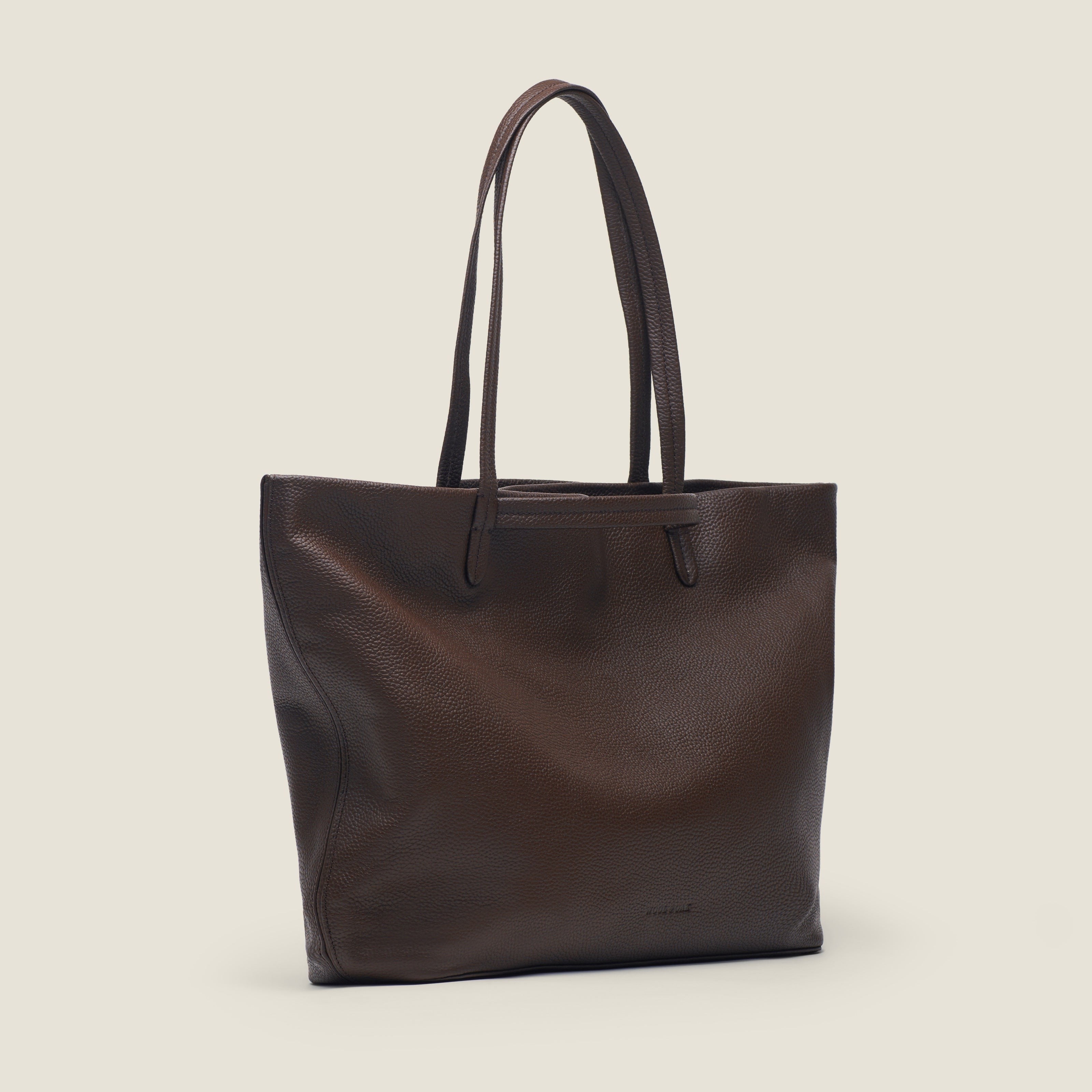 Leather travel tote bag| #color_Chocolate