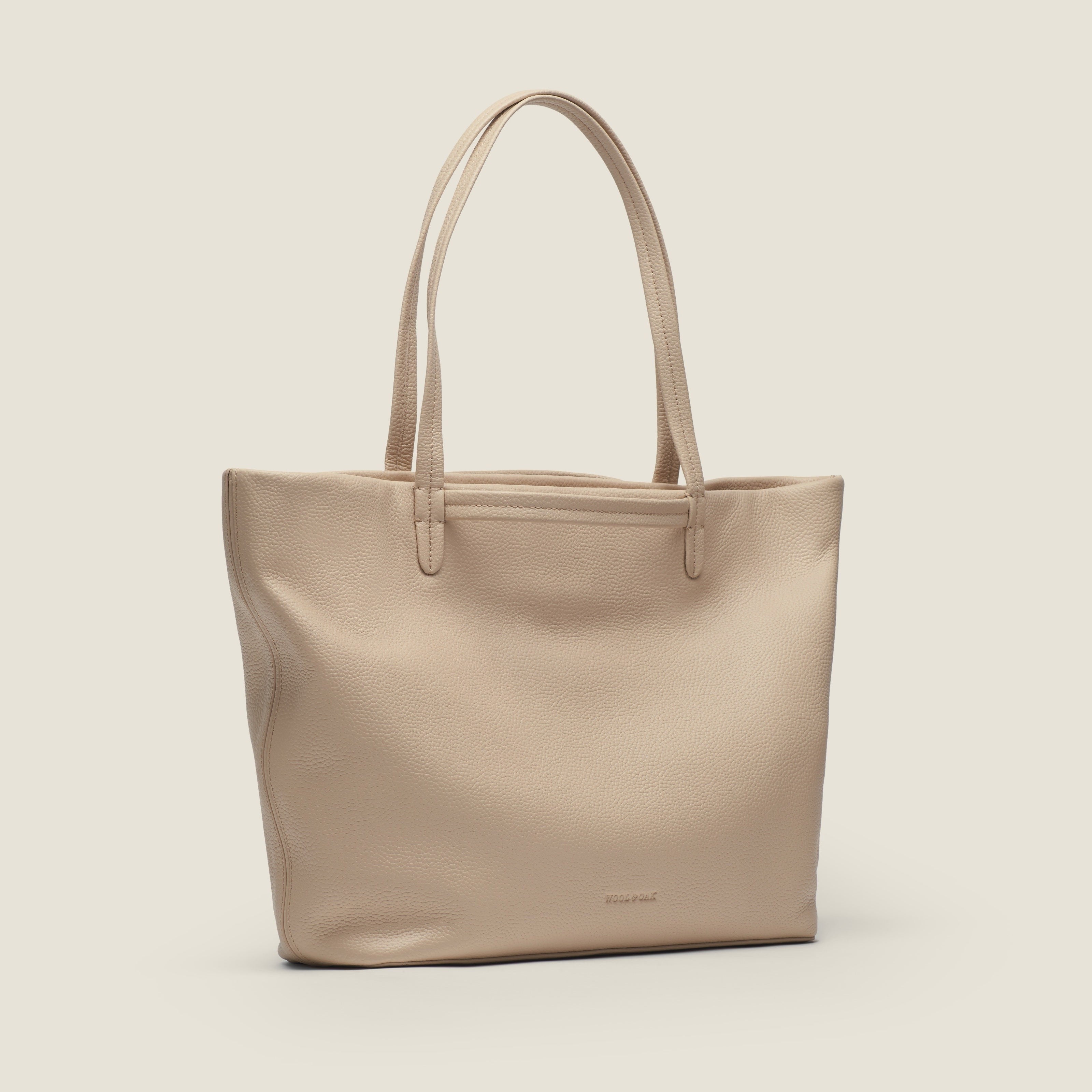 Leather travel tote bag| #color_Frappe