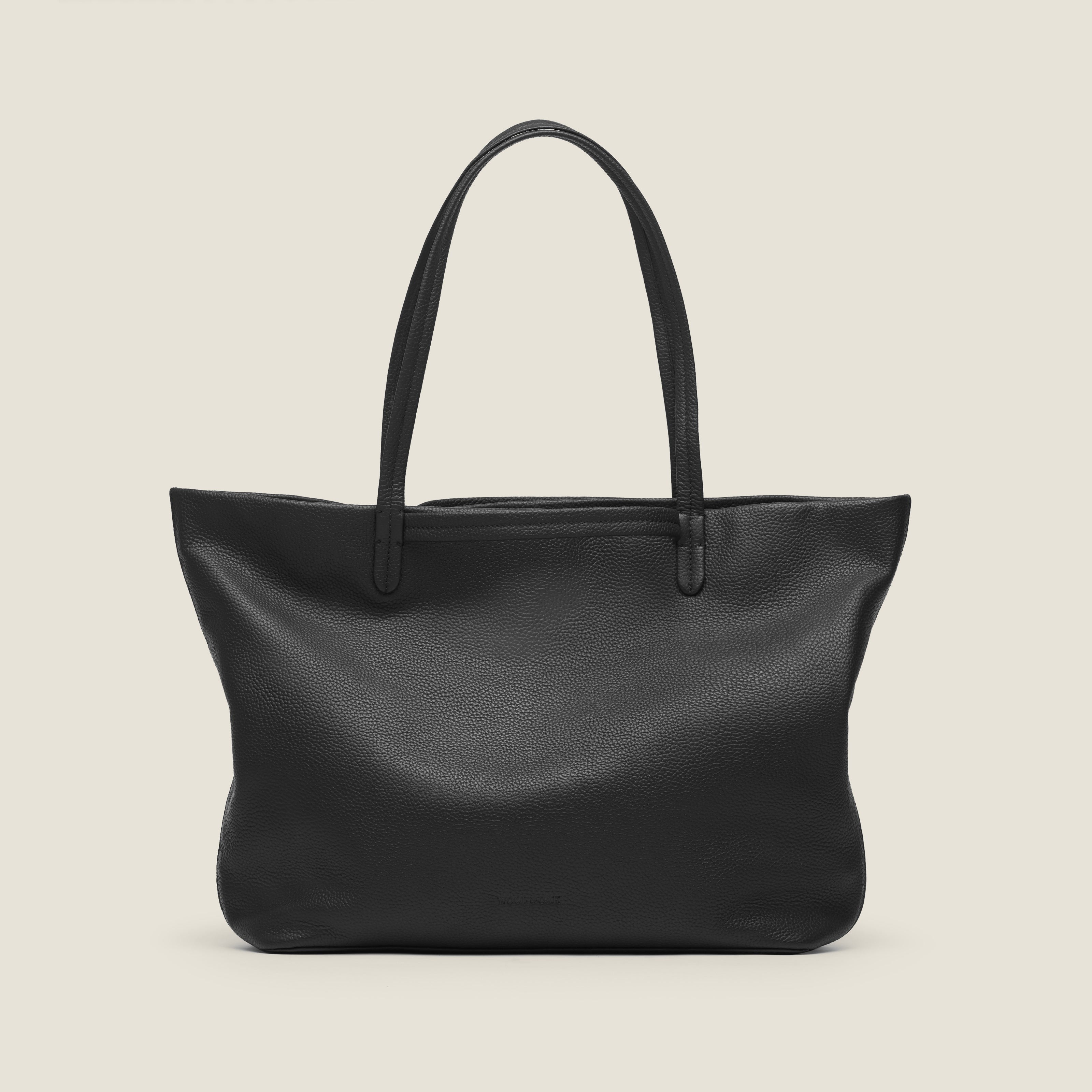 Leather travel tote bag| #color_Jet Black - Jet Black