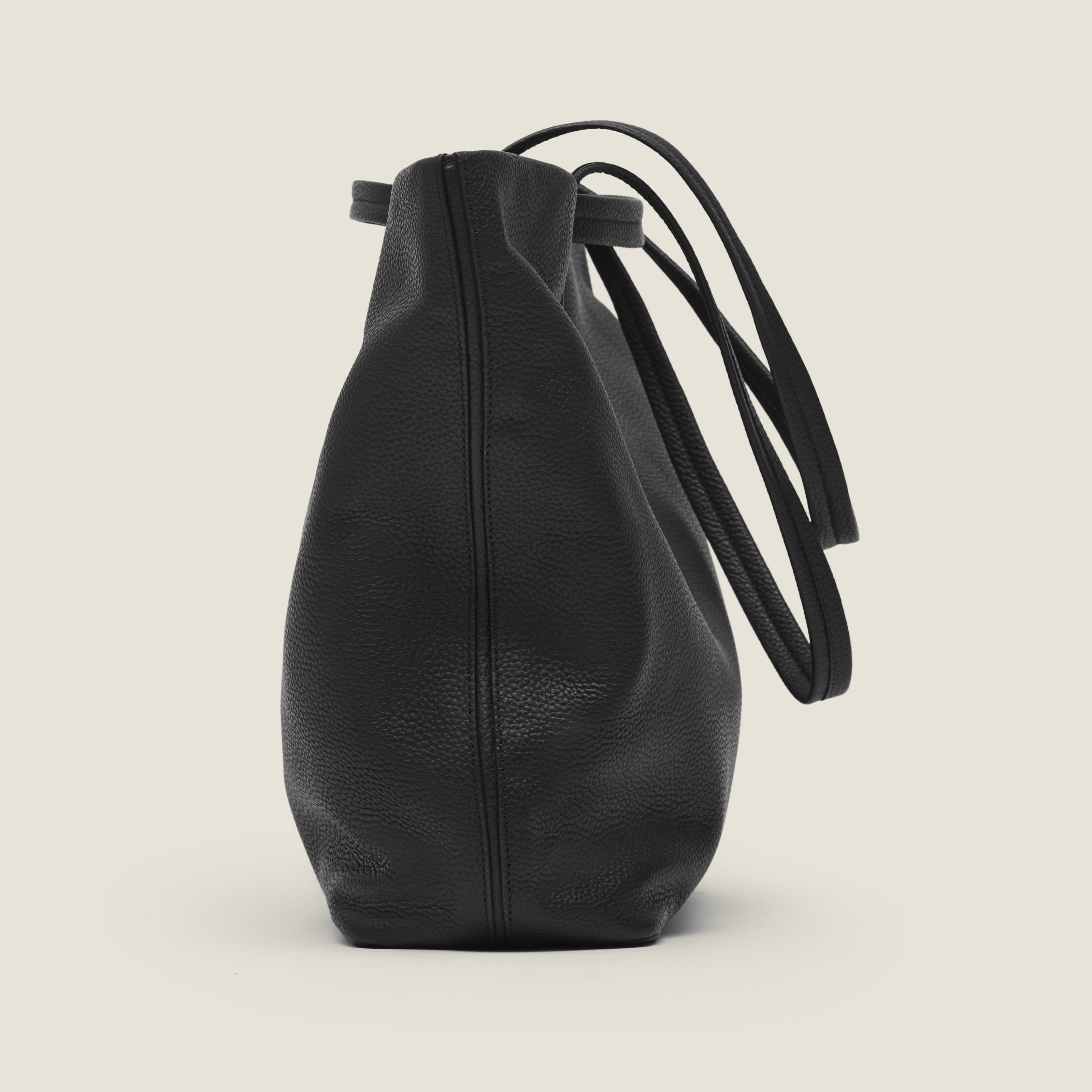 Leather travel tote bag| #color_Jet Black