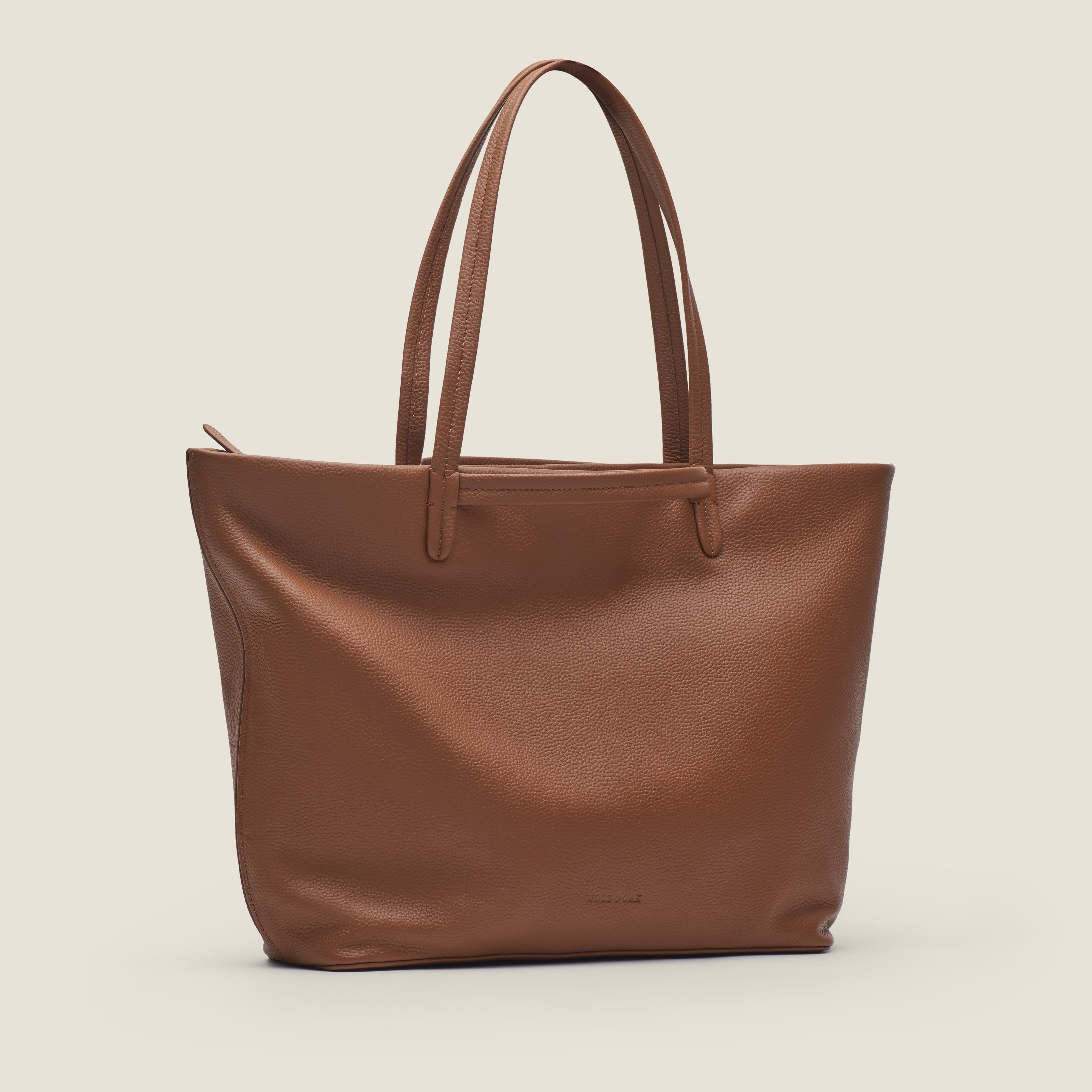Leather travel tote bag| #color_Sand