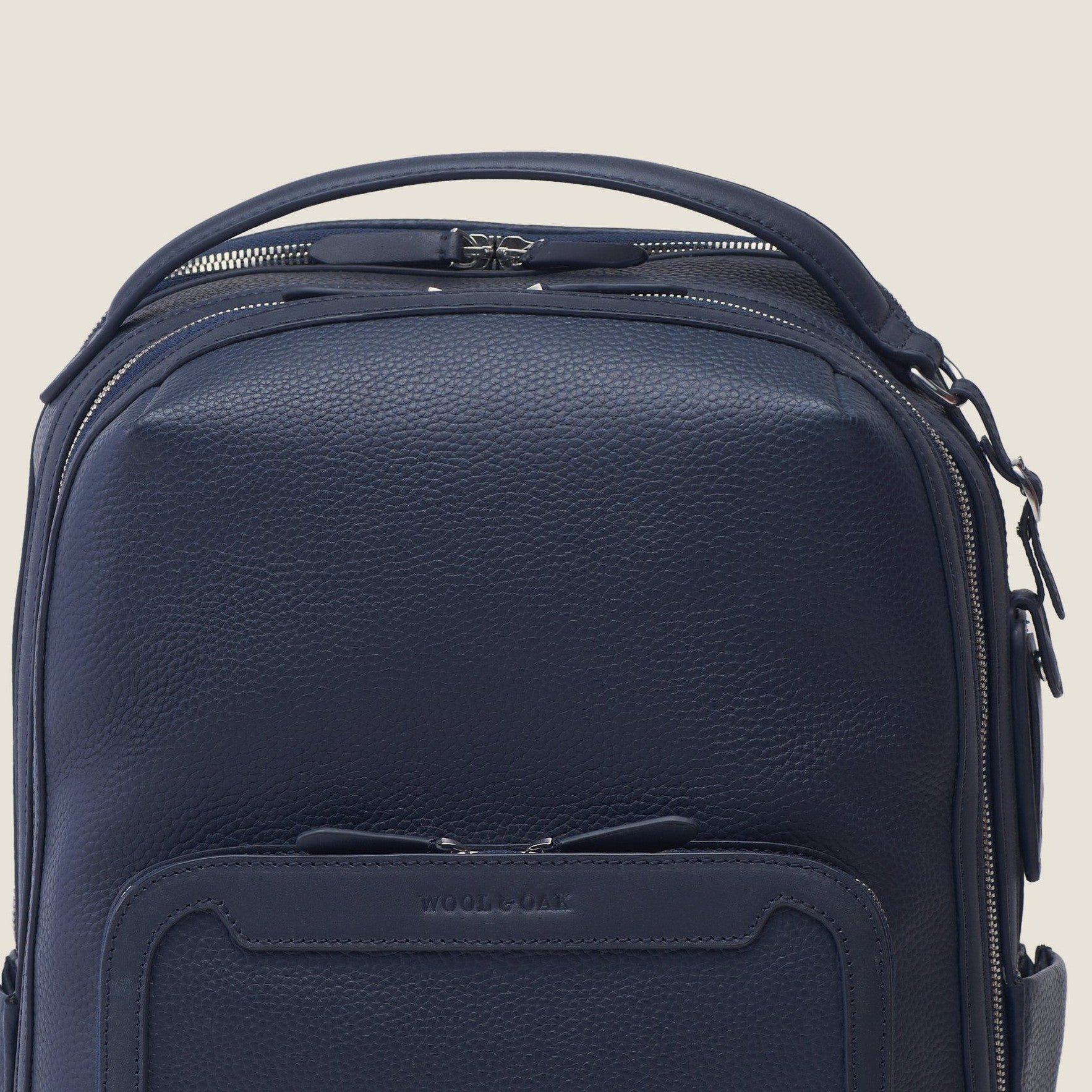 Leather travel backpack| #color_Navy