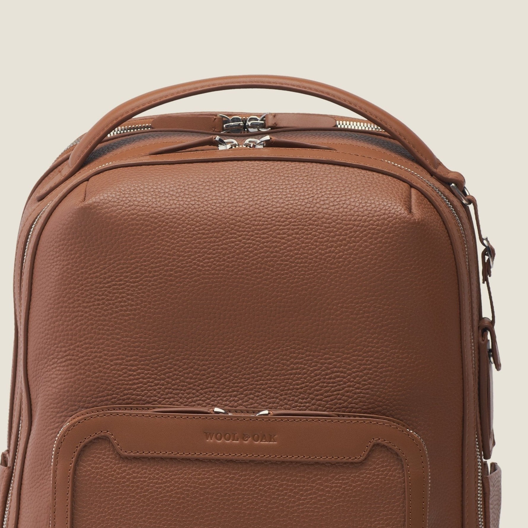 Leather travel backpack| #color_Sand