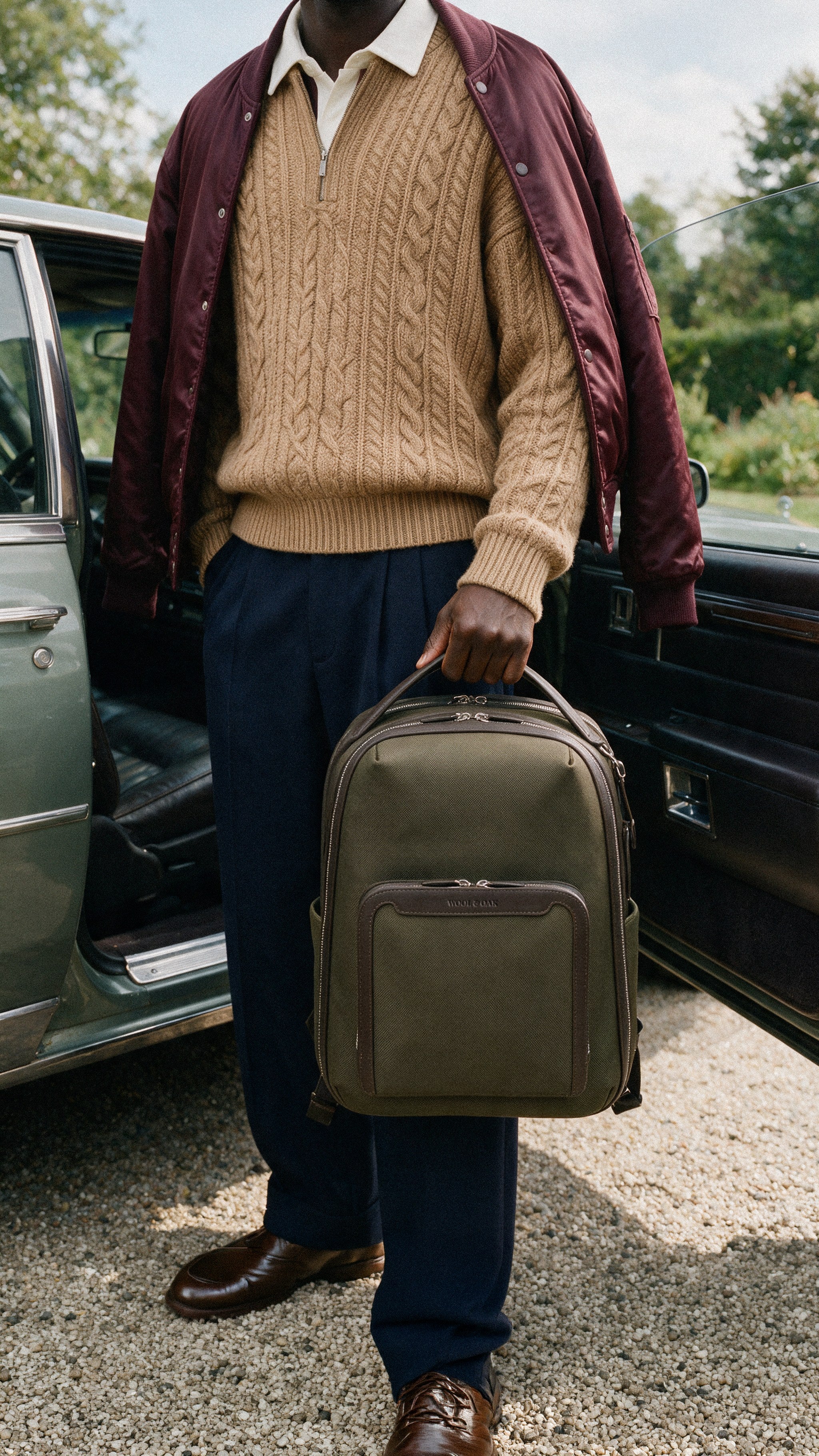 Pilot Backpack — Olive Nylon, lifestyle